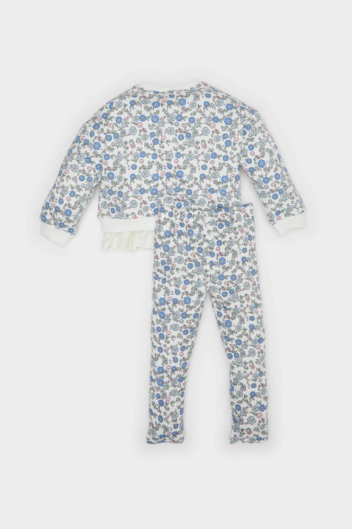 طقم سويت شيرت بنات و سروال ضيق فلورال