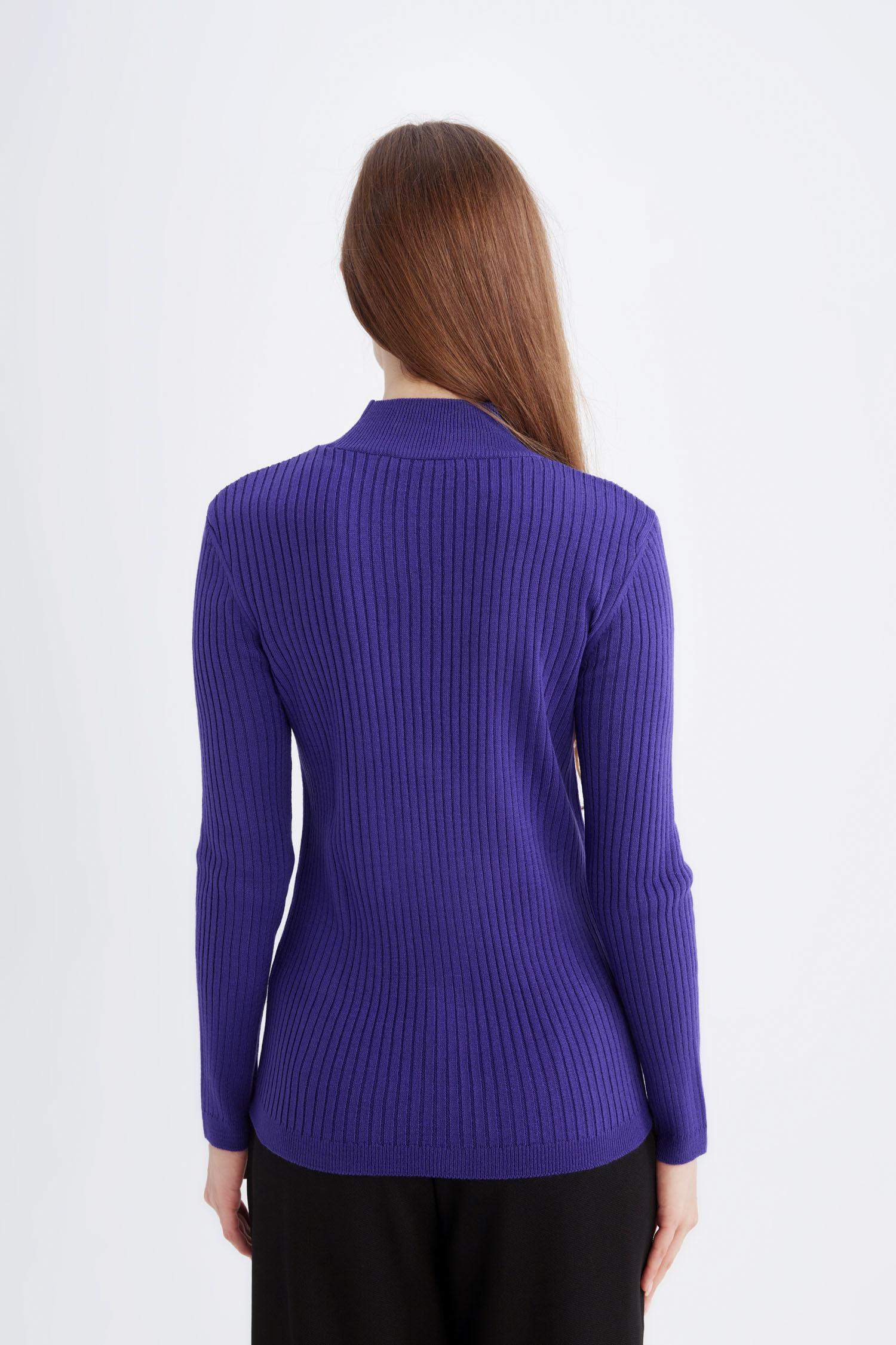 Regular Fit Yarım Balıkçı Yaka Basic Düz Triko Kazak