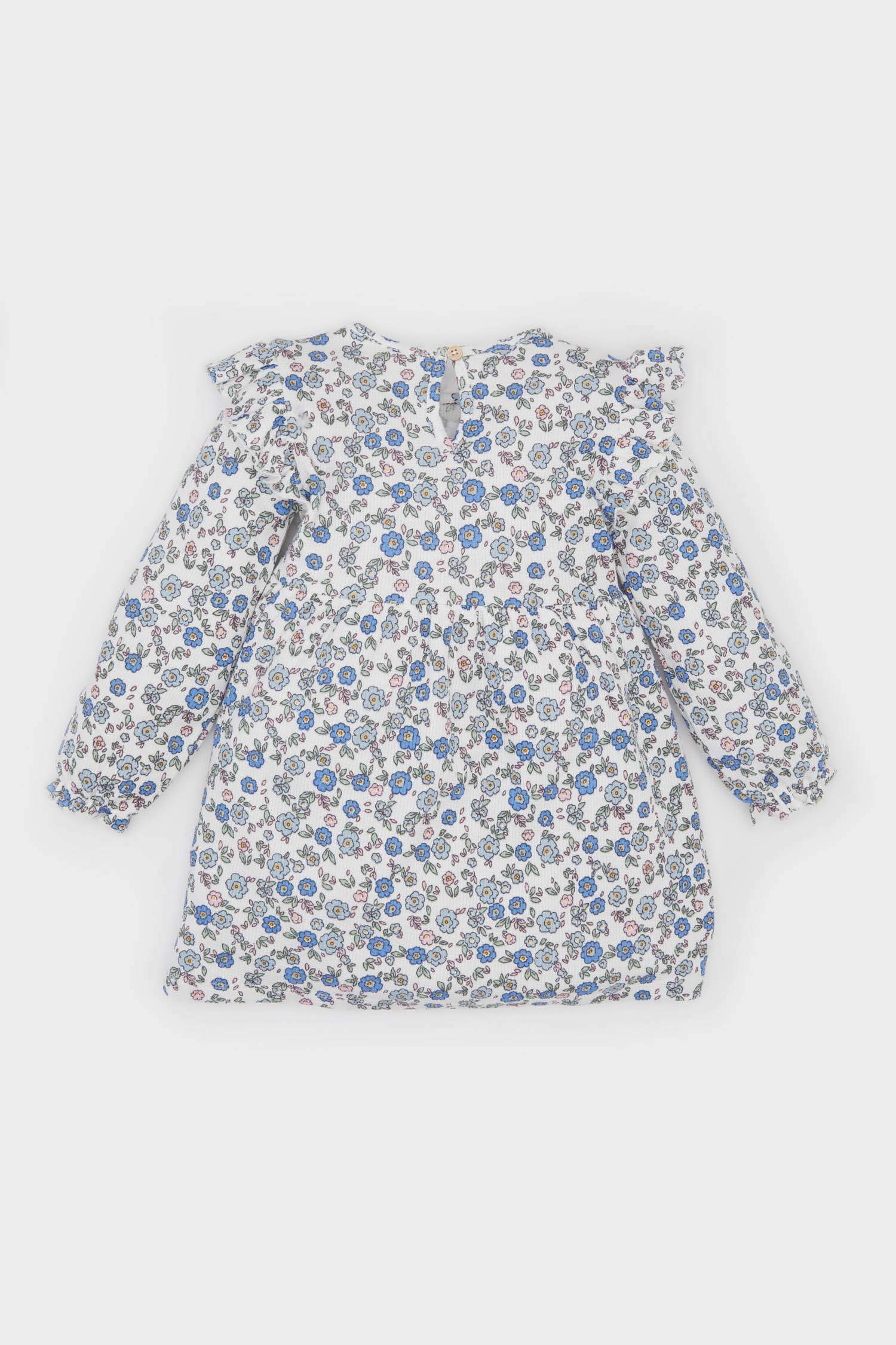 Baby Girl Floral Long Sleeve Waffle Dress