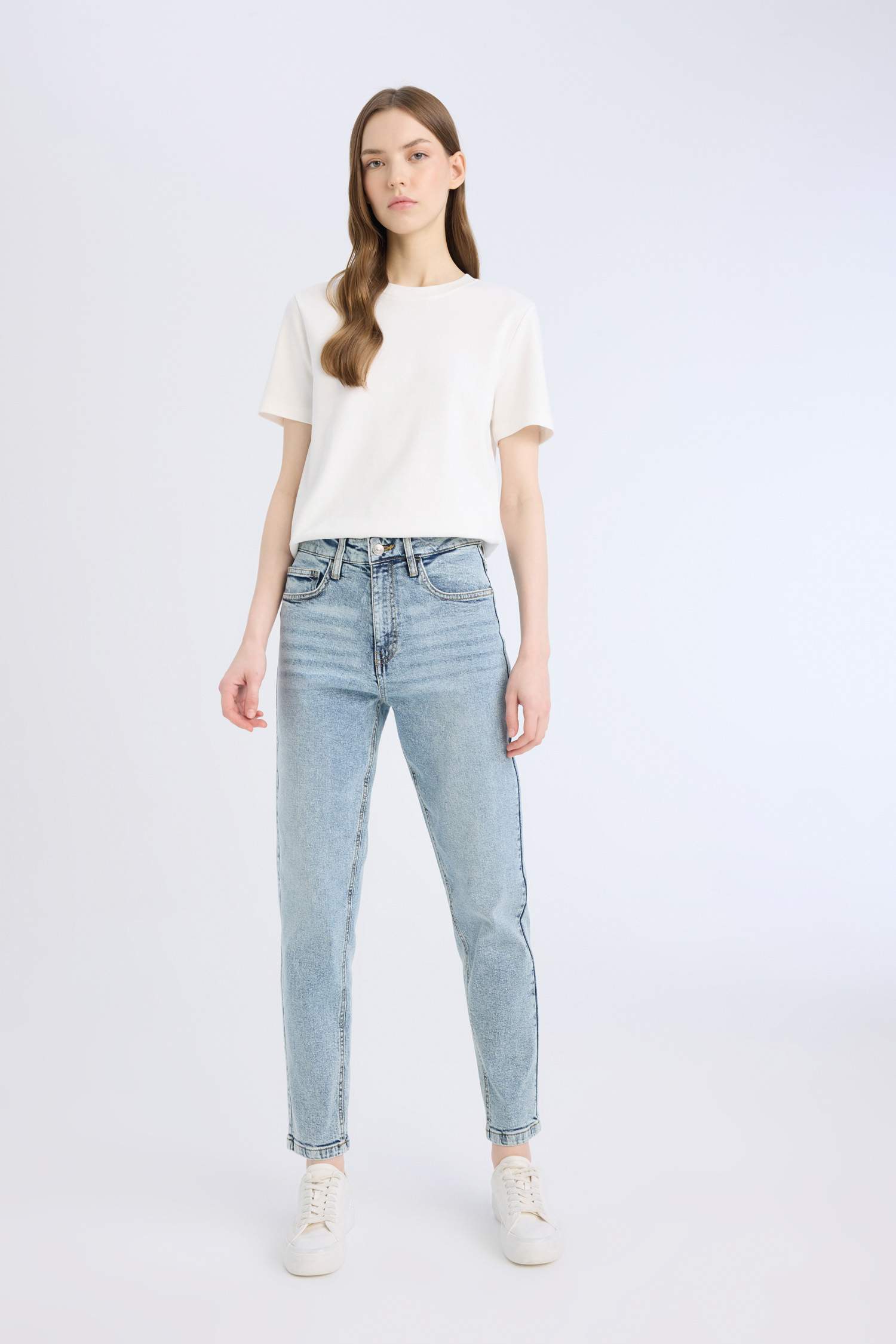 بنطلون جينز لينا كومفرت موم بخصر عالي