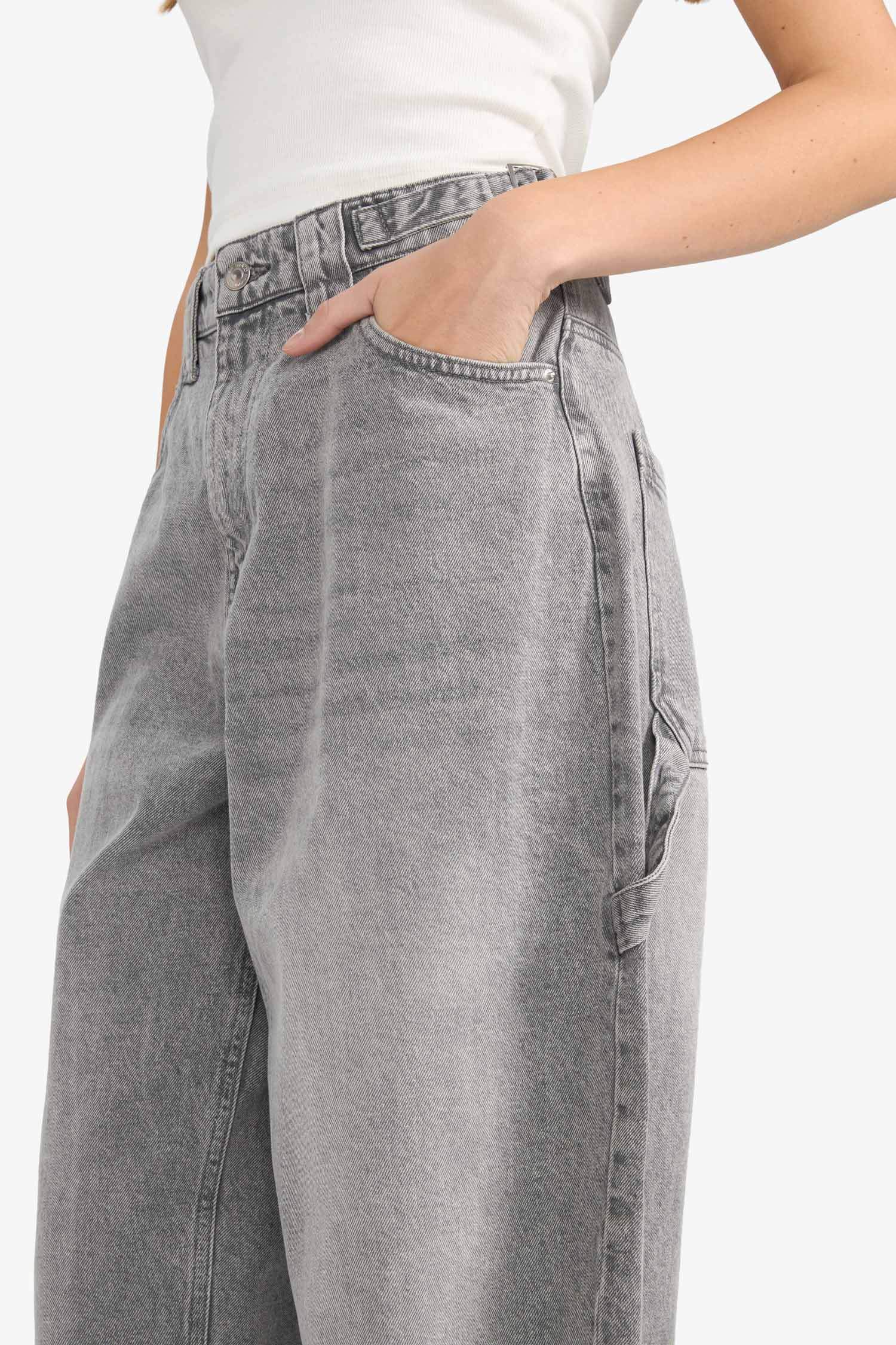 Baggy Fit Yüksek Bel Uzun Jean Yıkamalı Pantolon