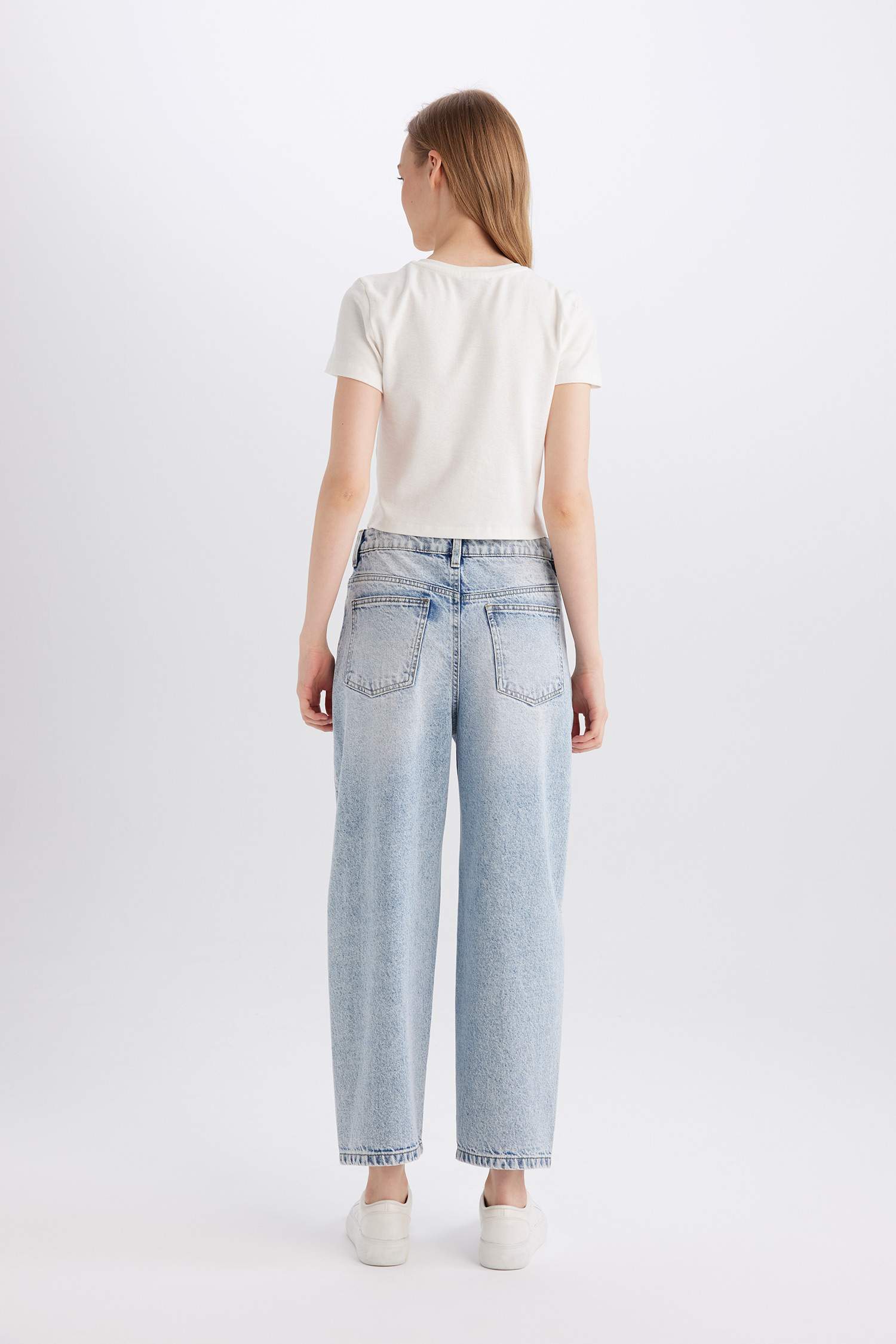 Carrot Fit  Yüksek Bel Bilek Boy Jean Yıkamalı Pantolon