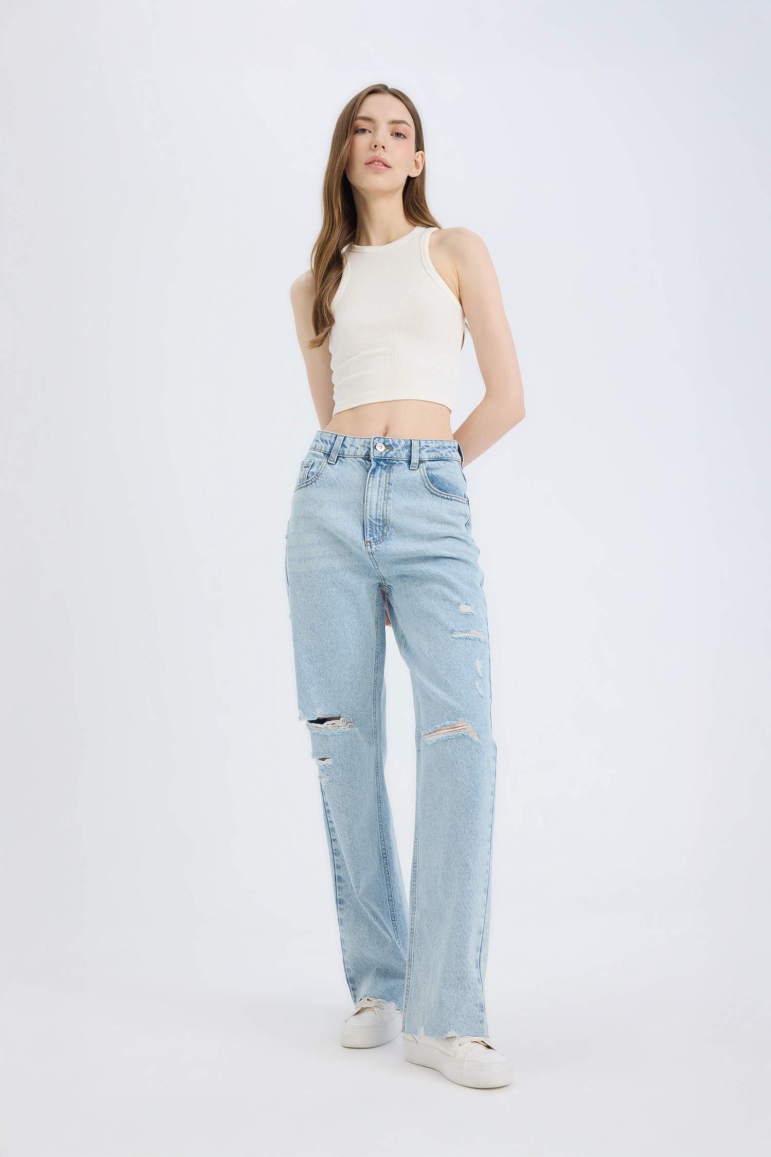 90-шы жылдардағы кең аяқ деним Шалбар