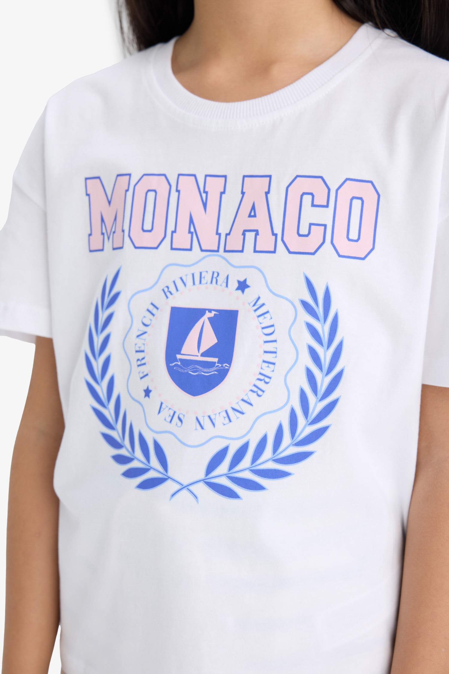 تيشيرت بناتي نص ردن قصة مريحة بياخة مستديرة - قطعتين