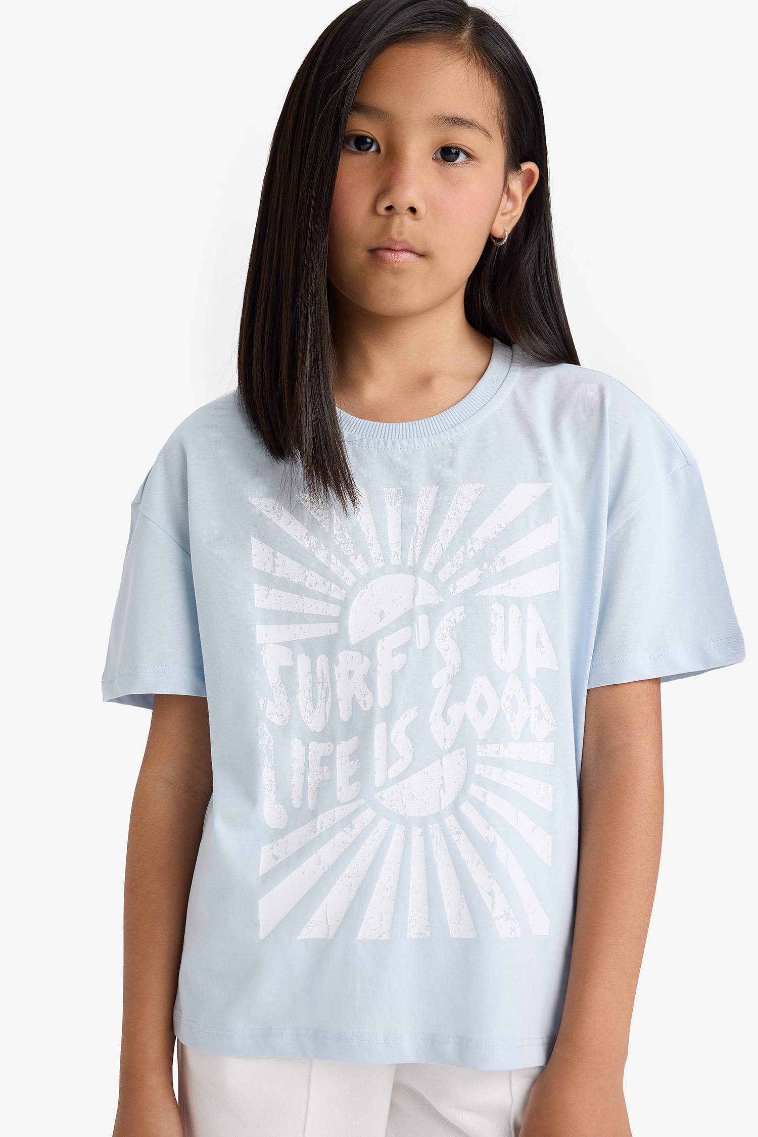 Girl Relax Fit Crew Neck 2 Piece Short Sleeve T-Shirt