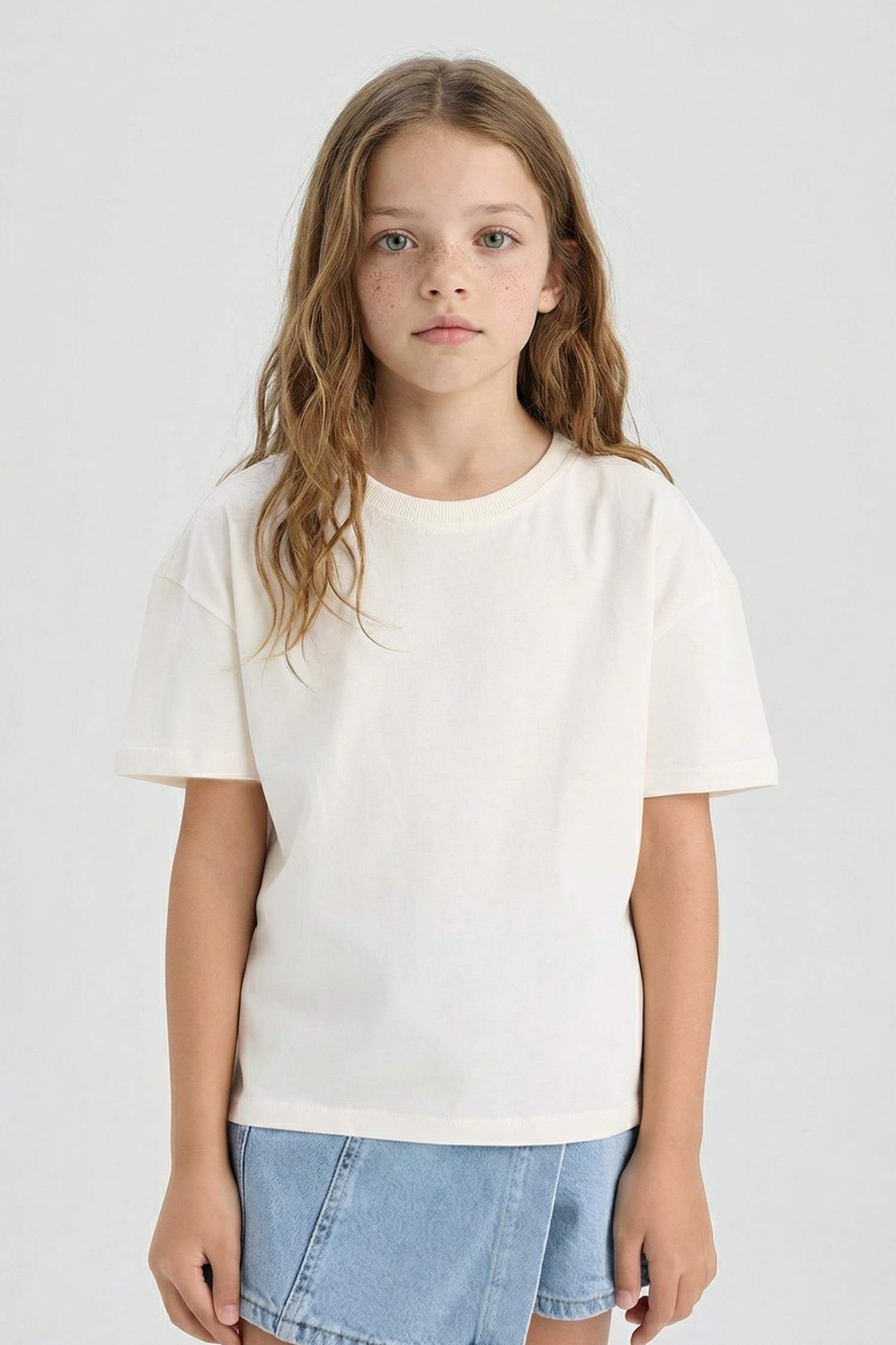 Girl Relax Fit Crew Neck Anime Printed 2 Piece T-Shirt