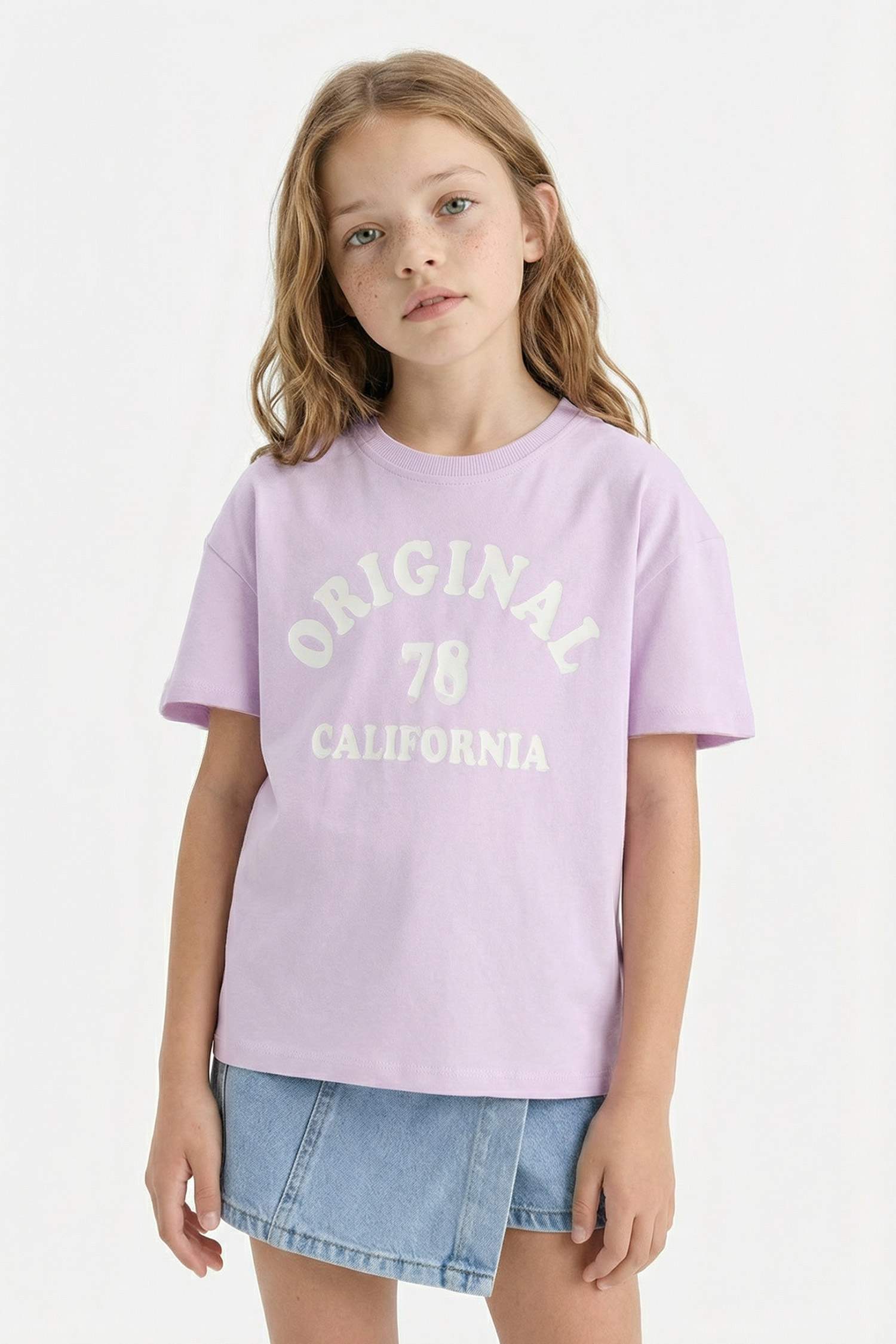 Girl Relax Fit Crew Neck Anime Printed 2 Piece T-Shirt