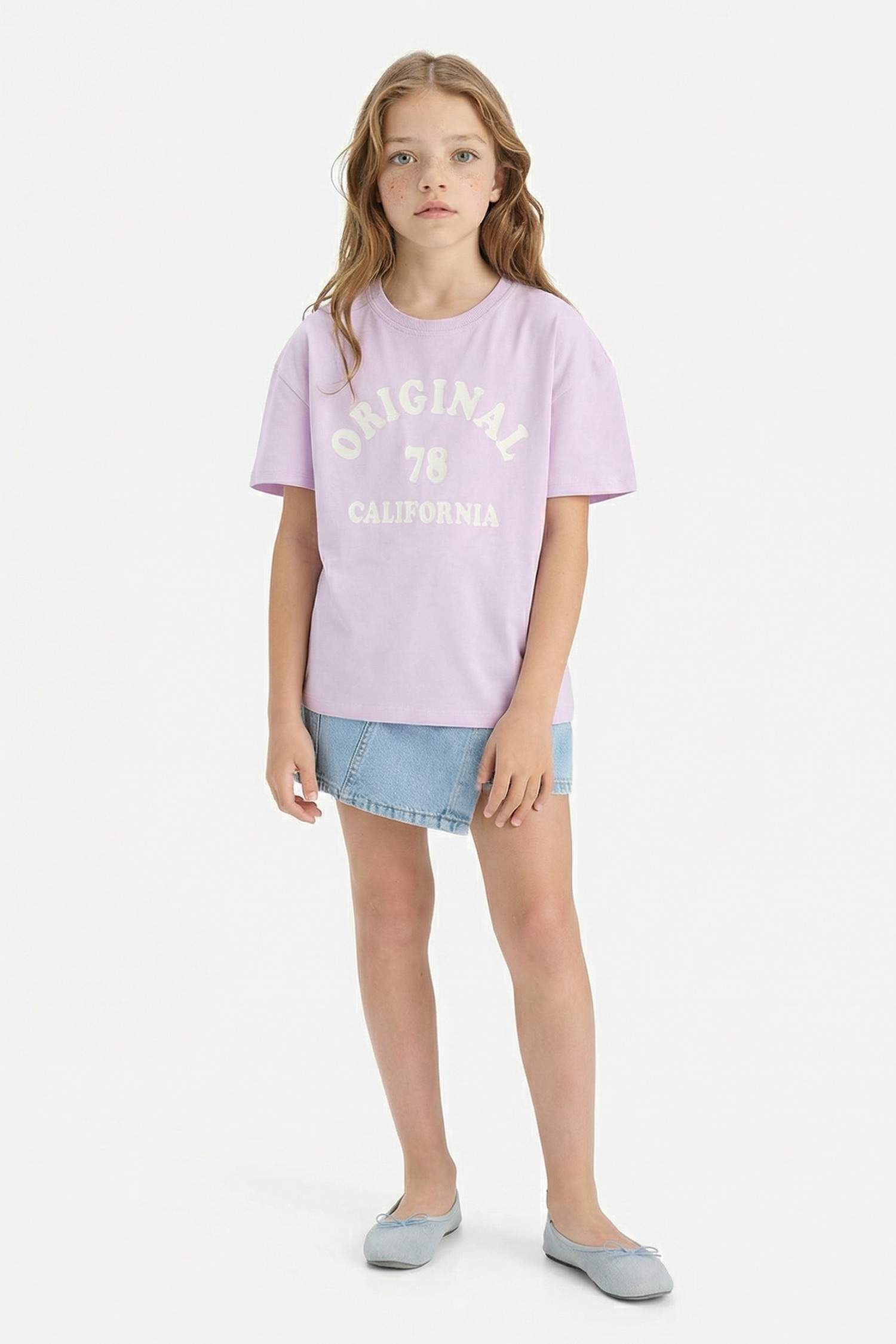 Girl Relax Fit Crew Neck Anime Printed 2 Piece T-Shirt