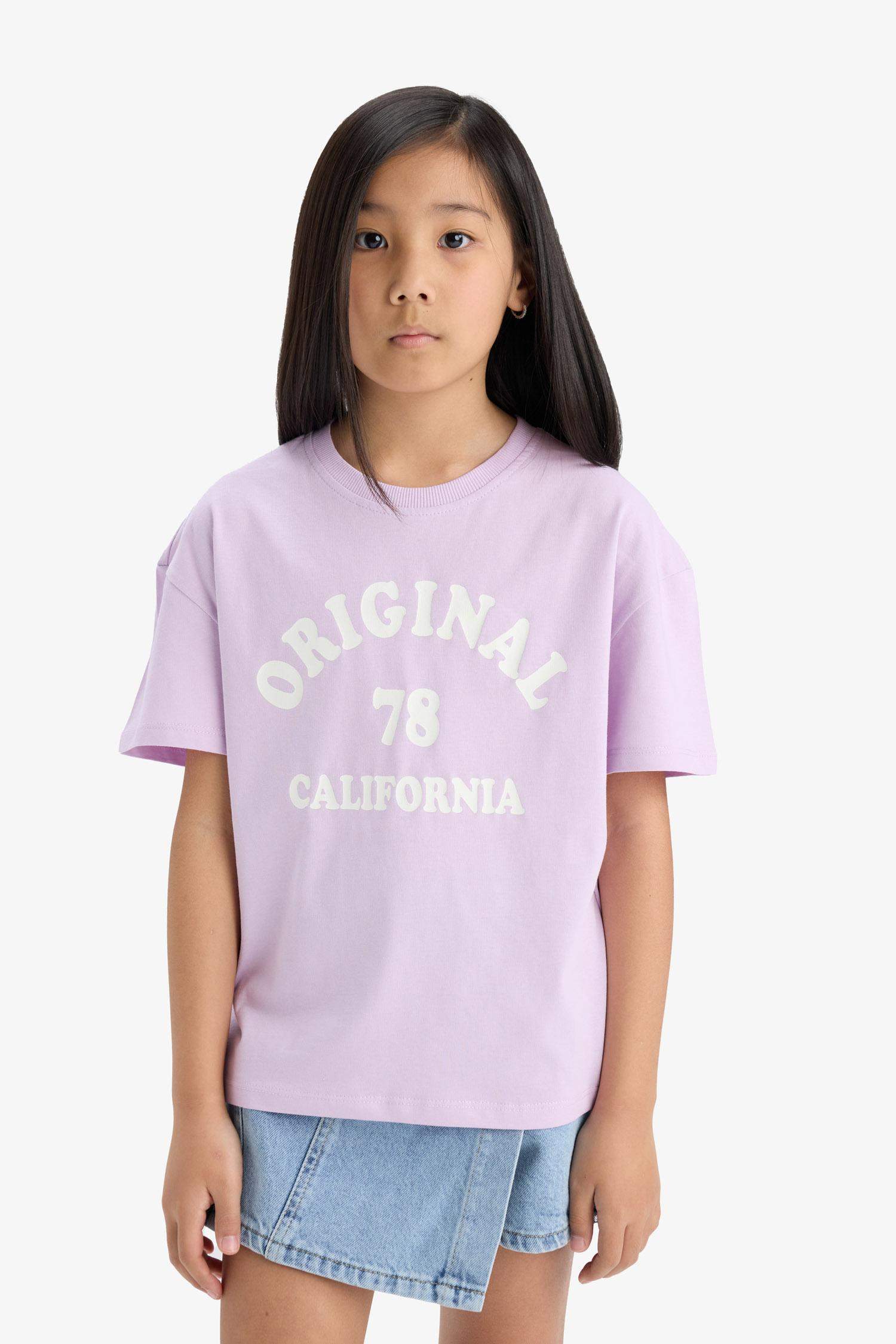 Girl Relax Fit Crew Neck Anime Printed 2 Piece T-Shirt