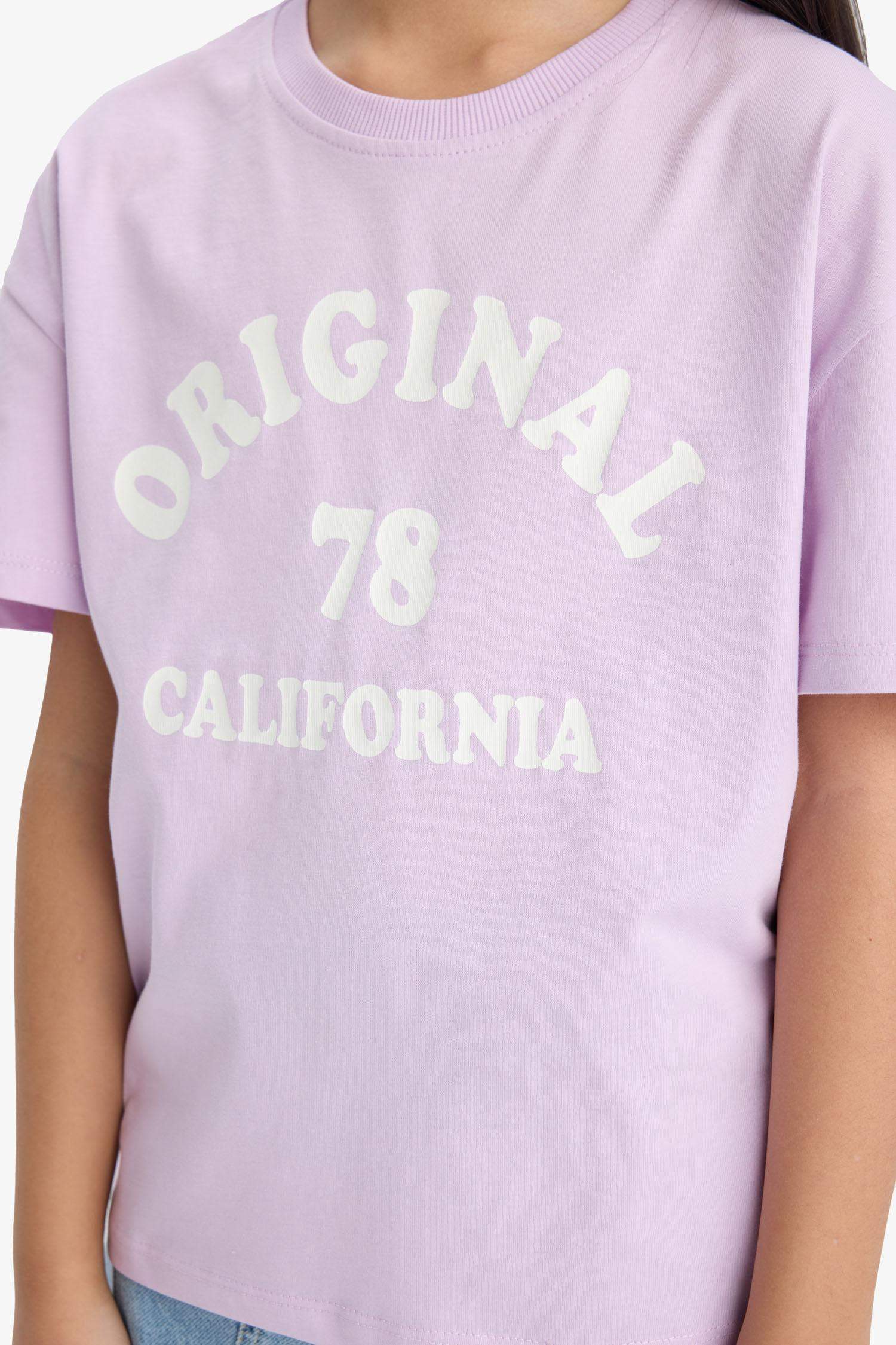 Girl Relax Fit Crew Neck Anime Printed 2 Piece T-Shirt