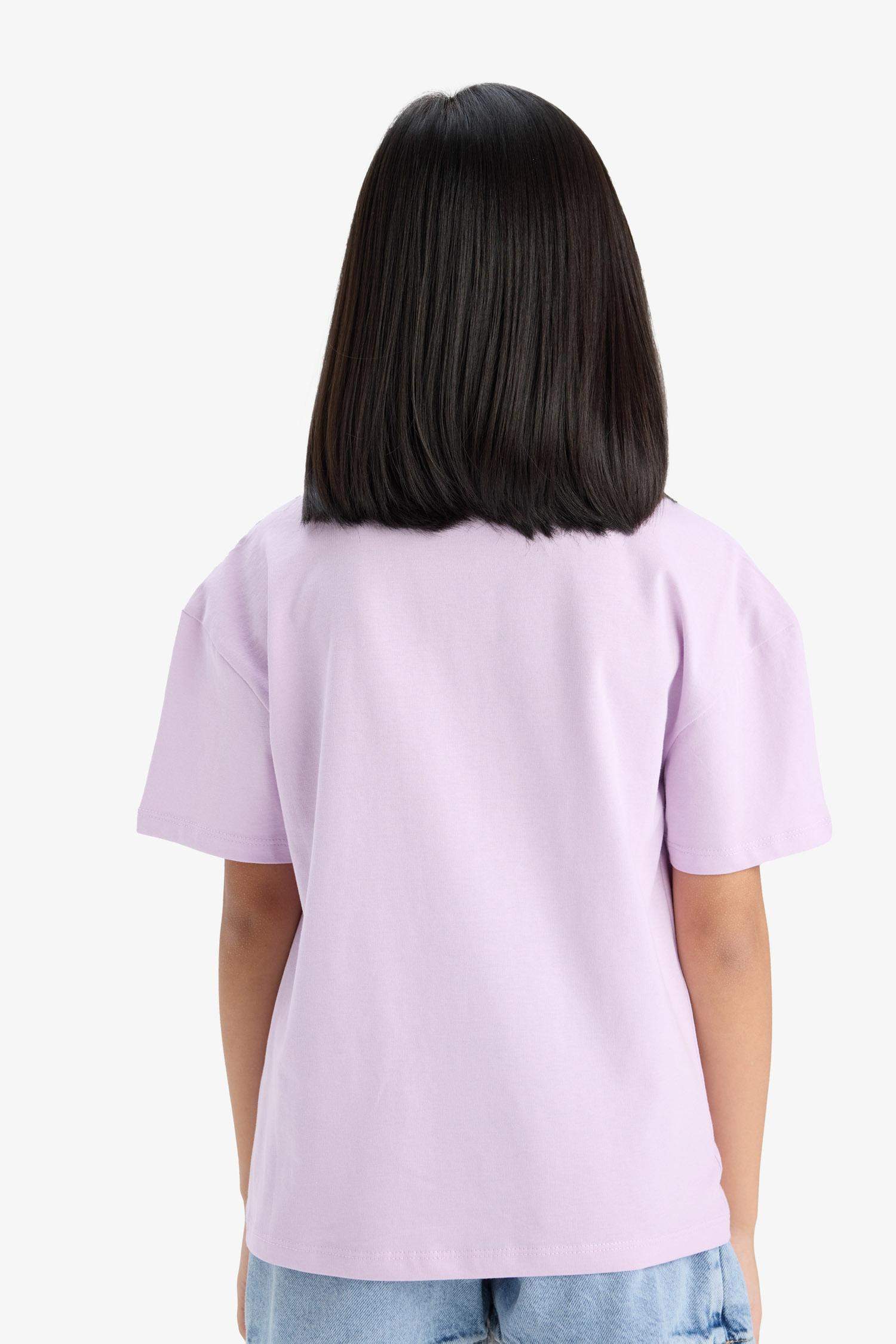 Girl Relax Fit Crew Neck Anime Printed 2 Piece T-Shirt