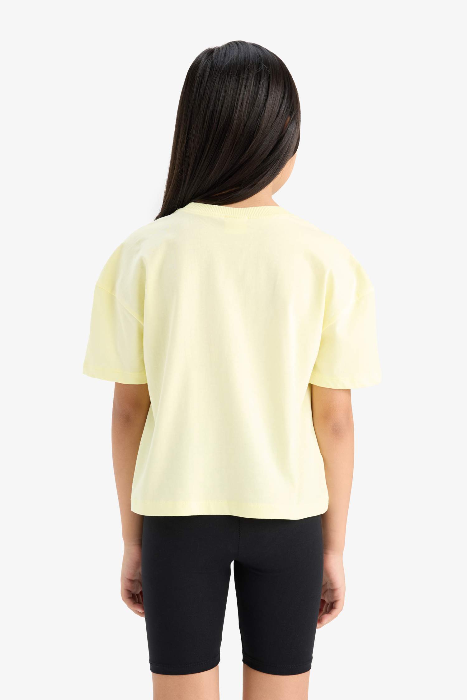 تيشيرت بناتي نص ردن قصة مريحة بياخة مستديرة - قطعتين