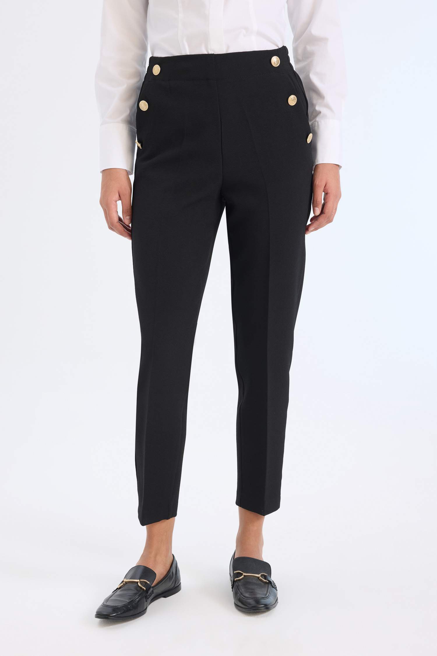 Carrot Fit Regular Hem Double Pocket Trousers