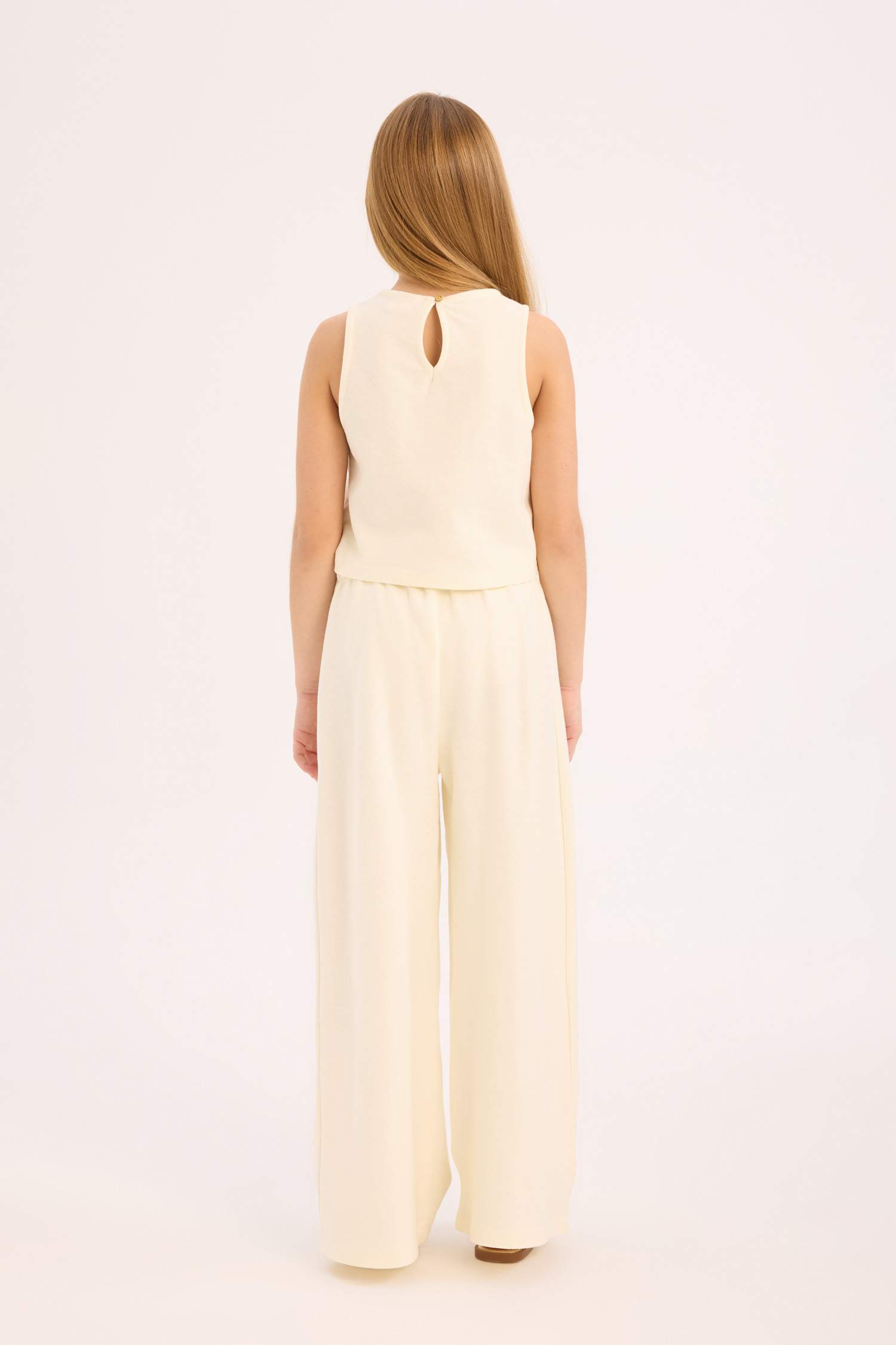 Kız Çocuk 2'li Takım Kolsuz Bluz Geniş Bol Paça Pantolon