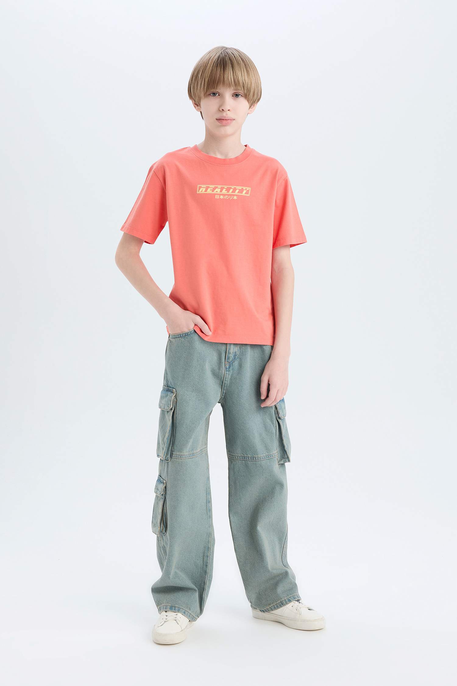 Ұлдарға дөңгелек жаға қысқа жеңді Қысқа жеңді футболка