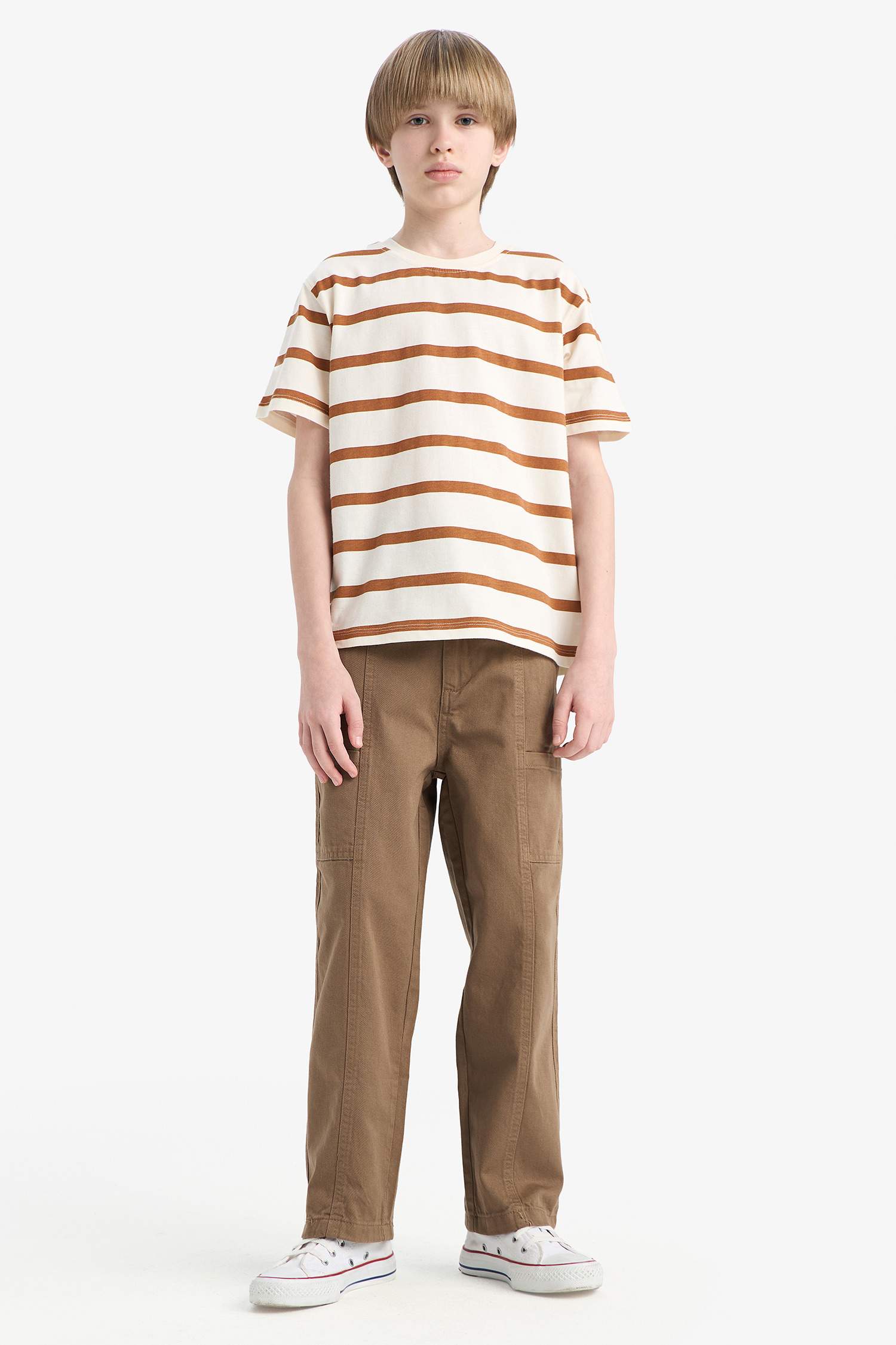 Erkek Çocuk Bisiklet Yaka Çizgili Kısa Kollu Tişört