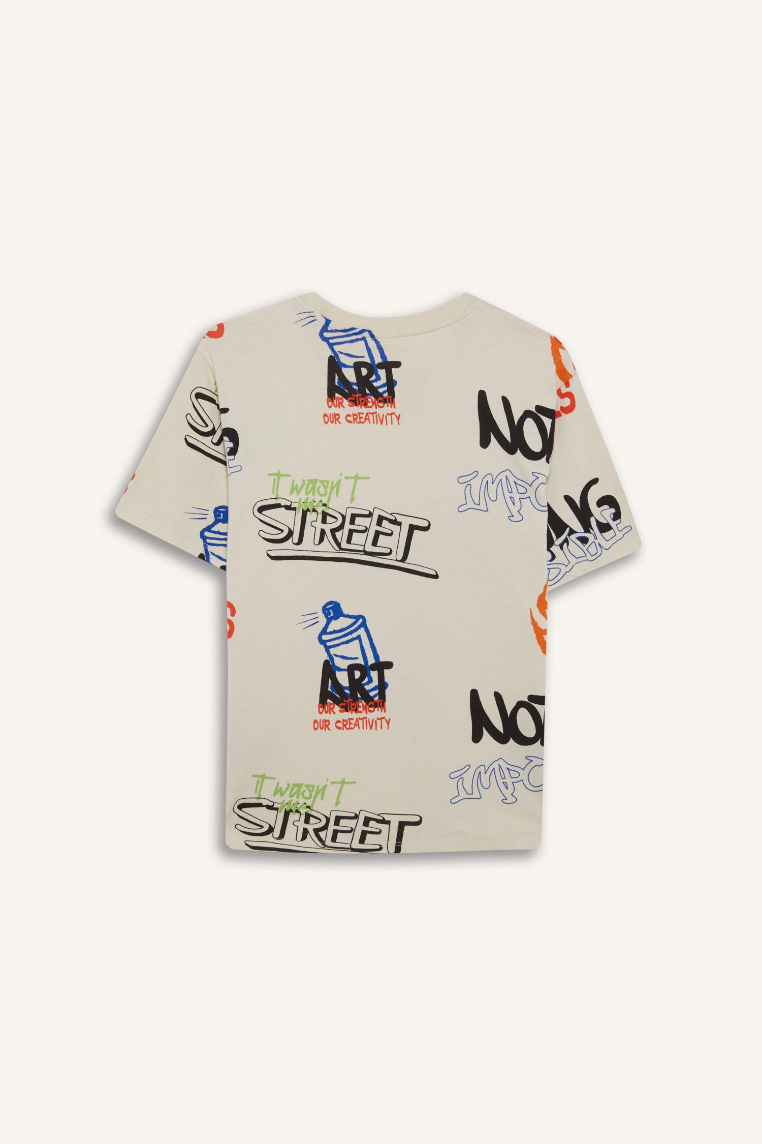 Ұлдарға дөңгелек жаға басып шығарылған қысқа жеңді Қысқа жеңді футболка