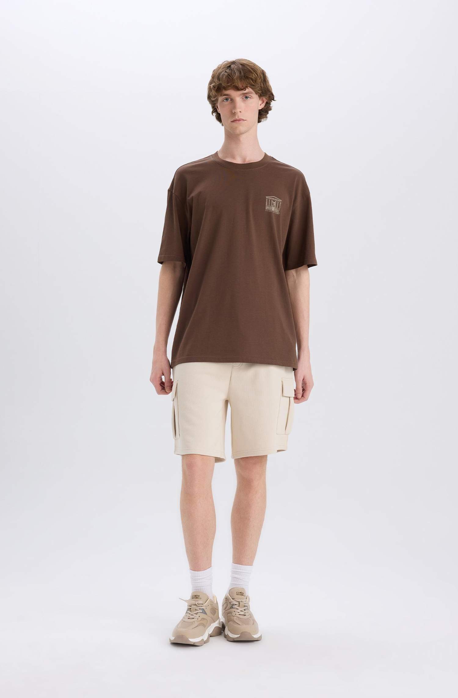 Regular Fit Beli Bağcıklı Kargo Cepli Şort