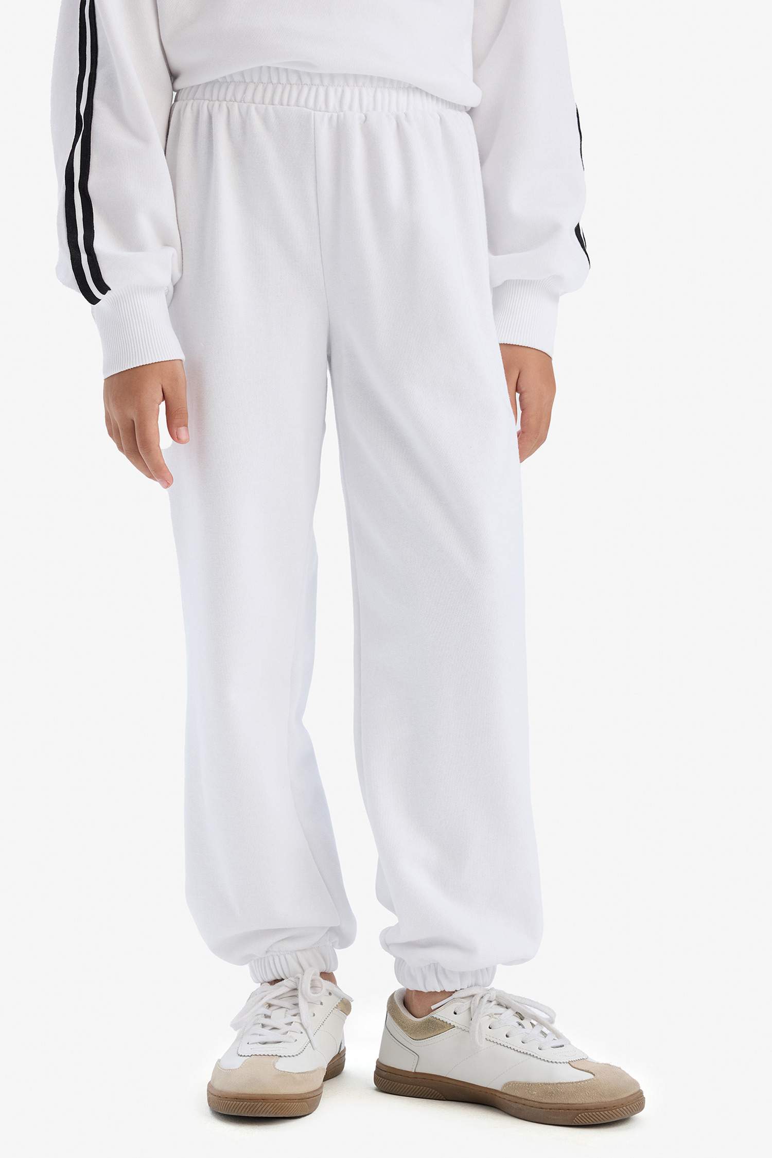 2'li Takım Kapüşonlu Baskılı Sweatshirt Beli Paçası Lastikli Eşofman Altı Kız Çocuk