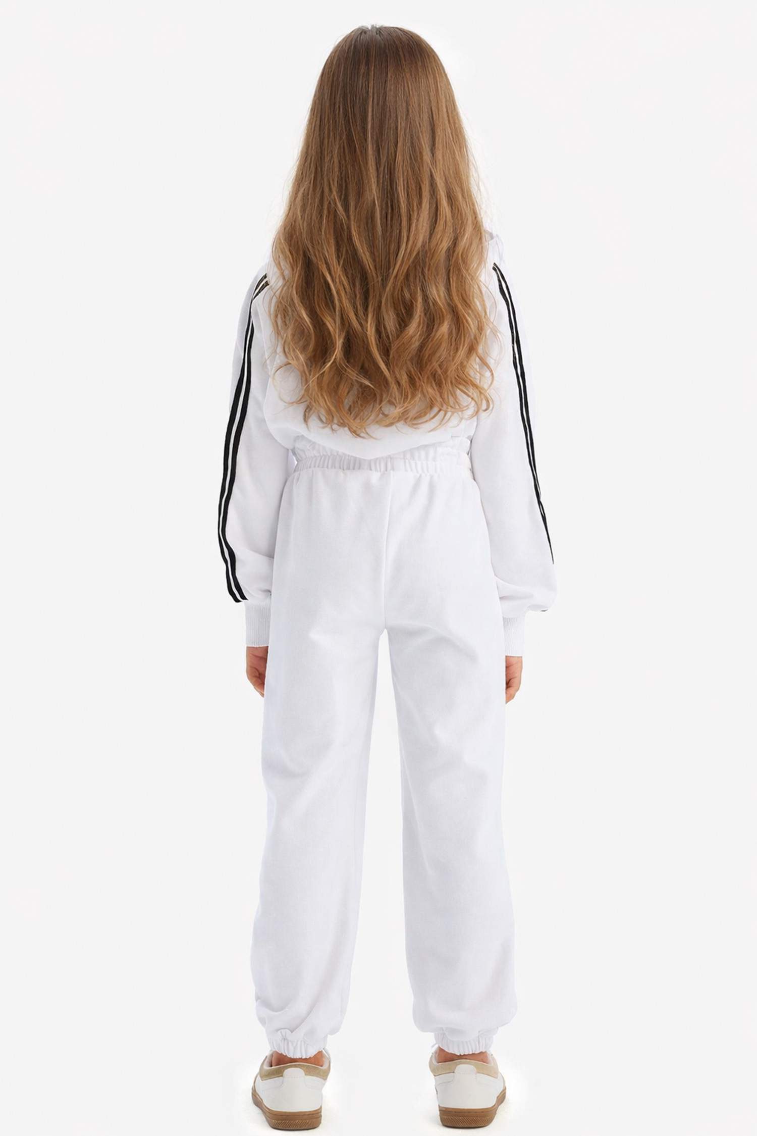 2'li Takım Kapüşonlu Baskılı Sweatshirt Beli Paçası Lastikli Eşofman Altı Kız Çocuk