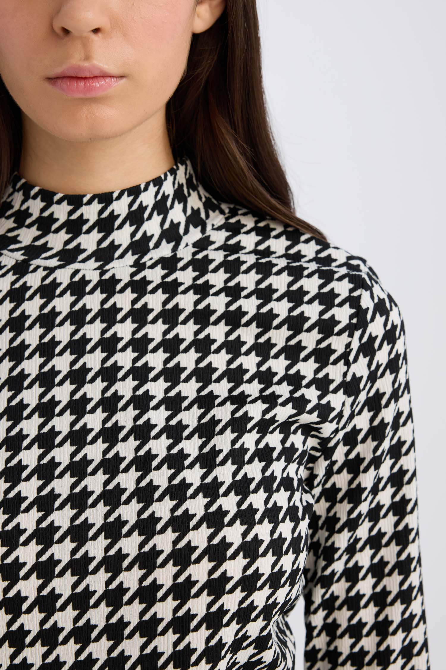 T-shirt Slim à manches longues imprimé à col roulé