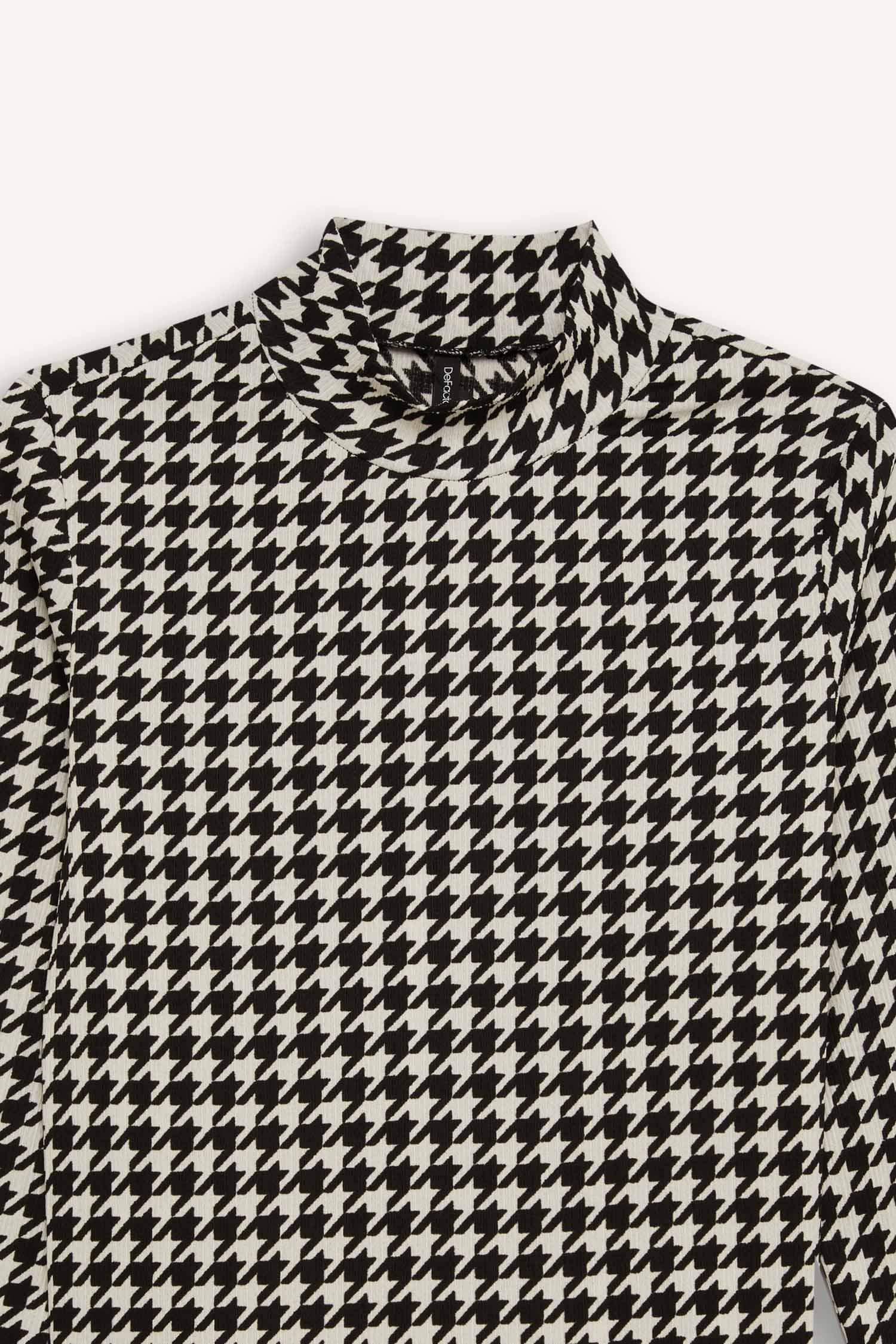 T-shirt Slim à manches longues imprimé à col roulé