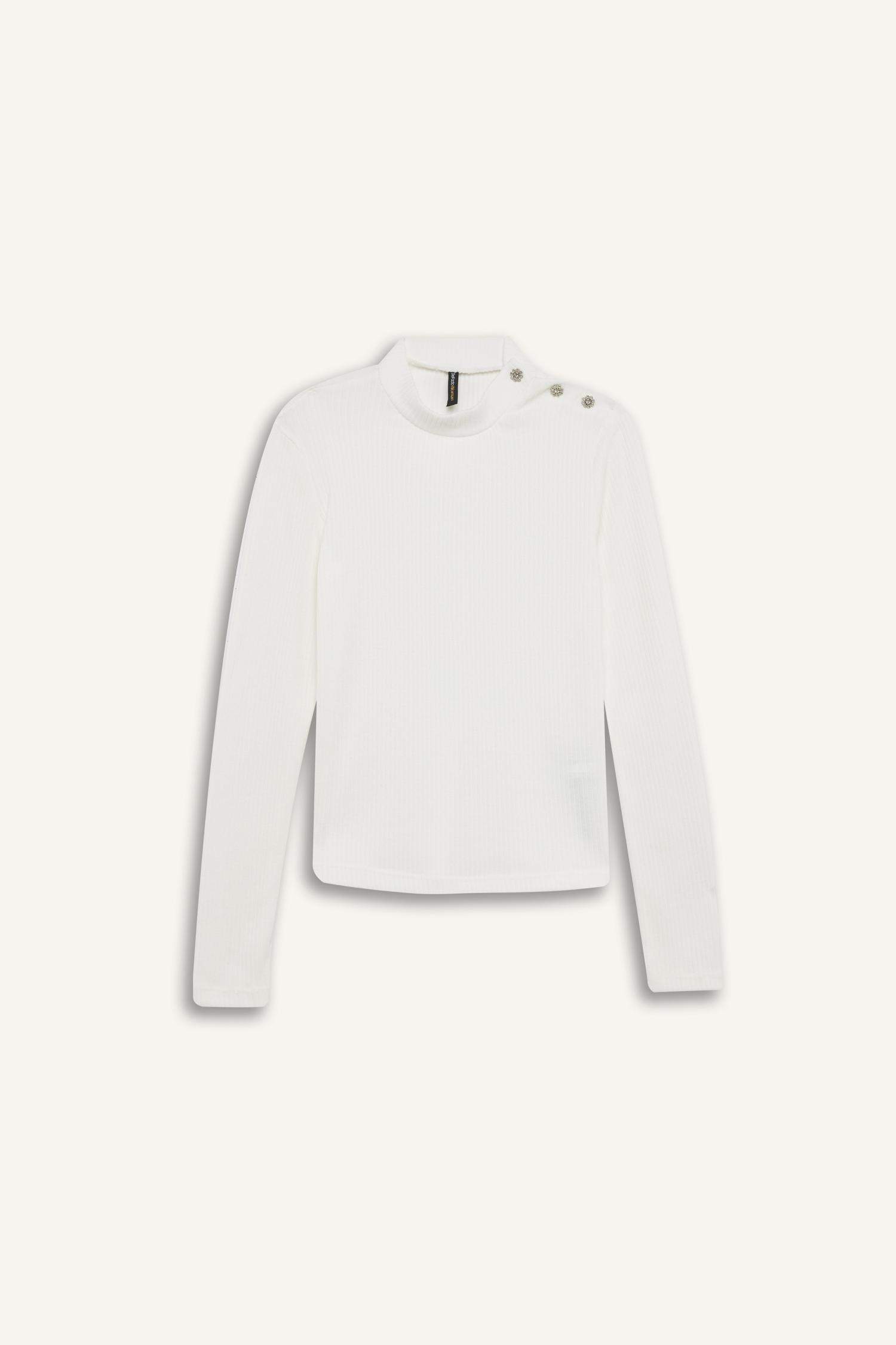 Slim Fit Dar Kesim Yarım Balıkçı Yaka Fitilli Kaşkorse Uzun Kollu Tişört