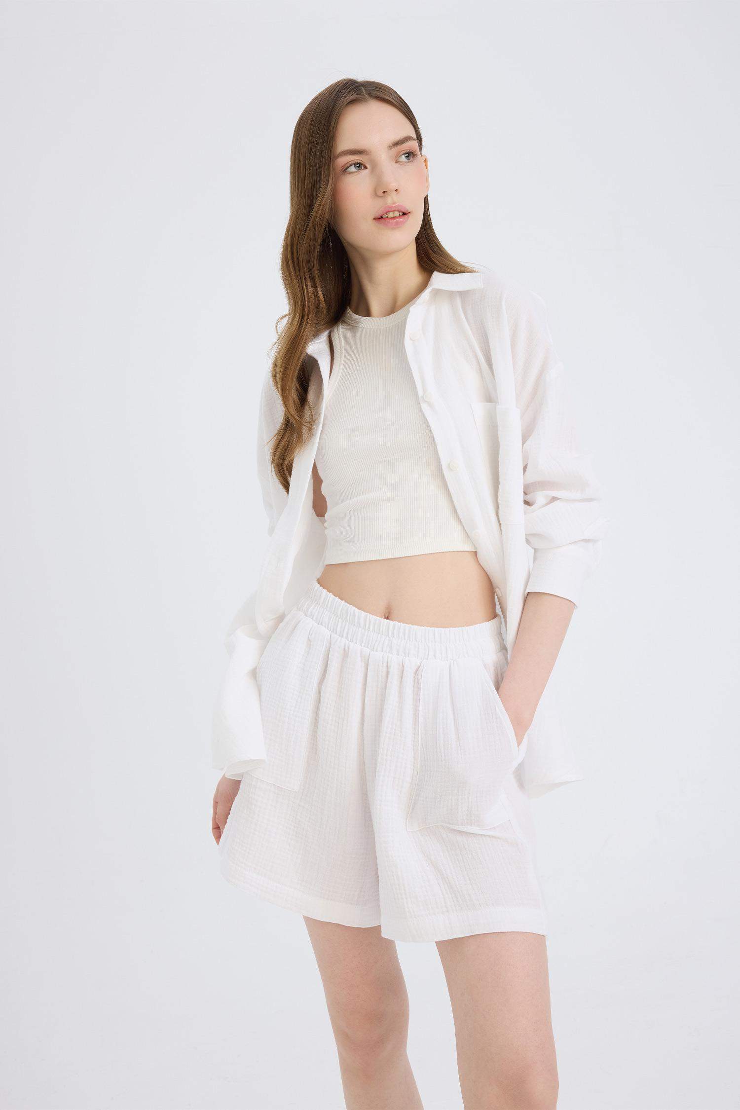 Regular Fit шорты из муслина на резинке