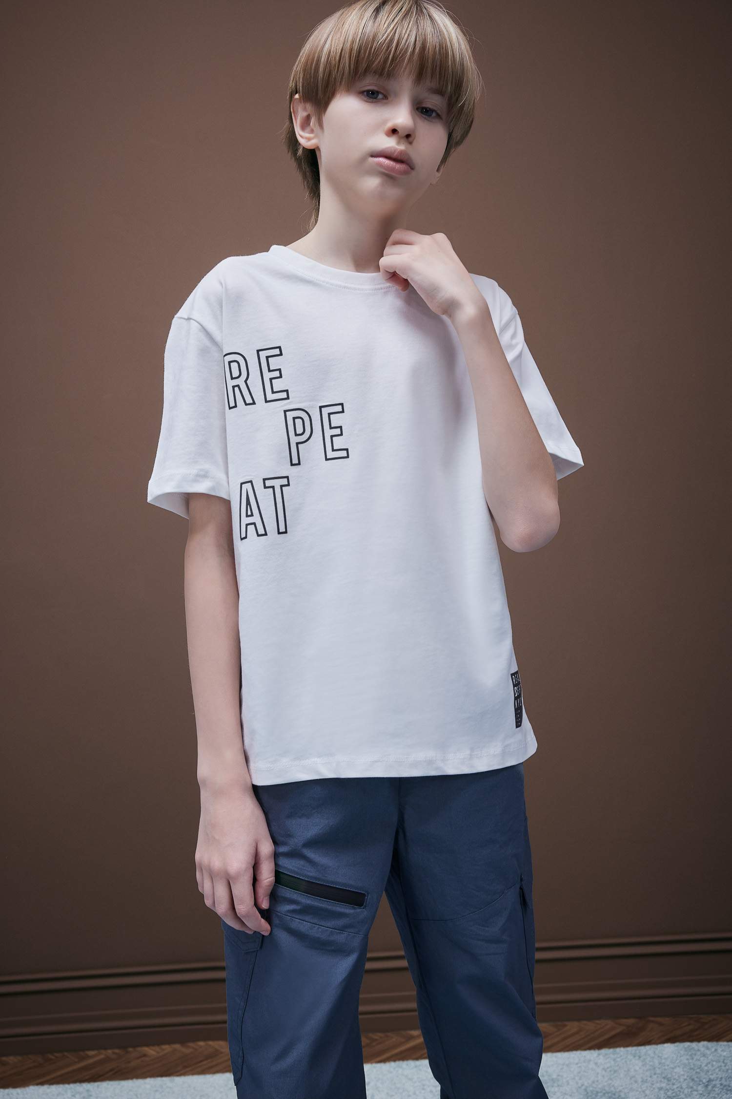 T-shirt imprimé au dos à col rond pour garçon