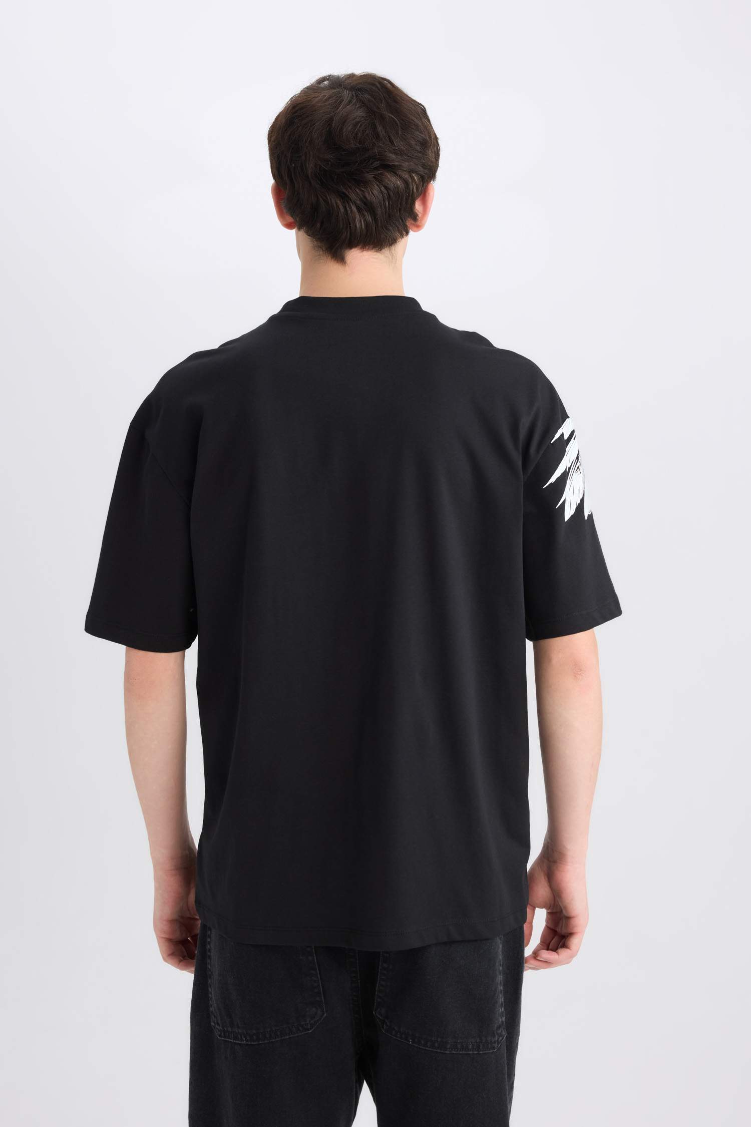 Оверсайз футболка с круглым вырезом с принтом, короткий рукав