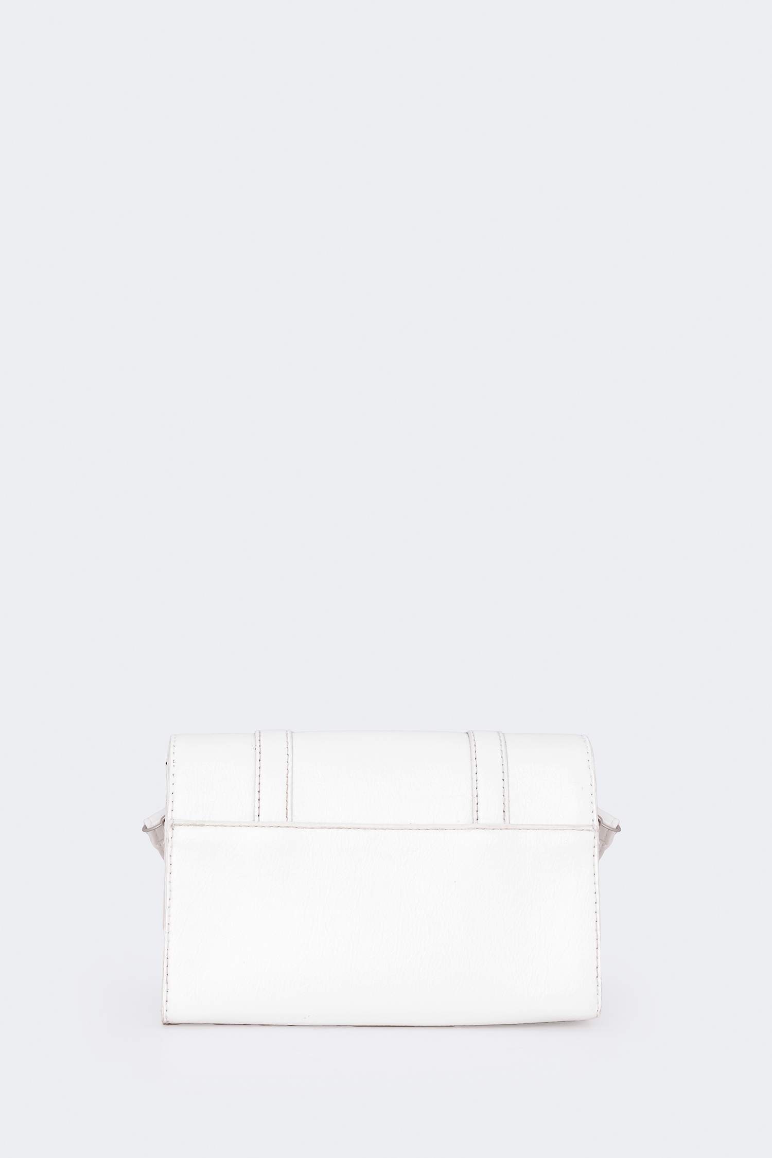 Woman Double Buckled Faux Leather Shoulder Bag