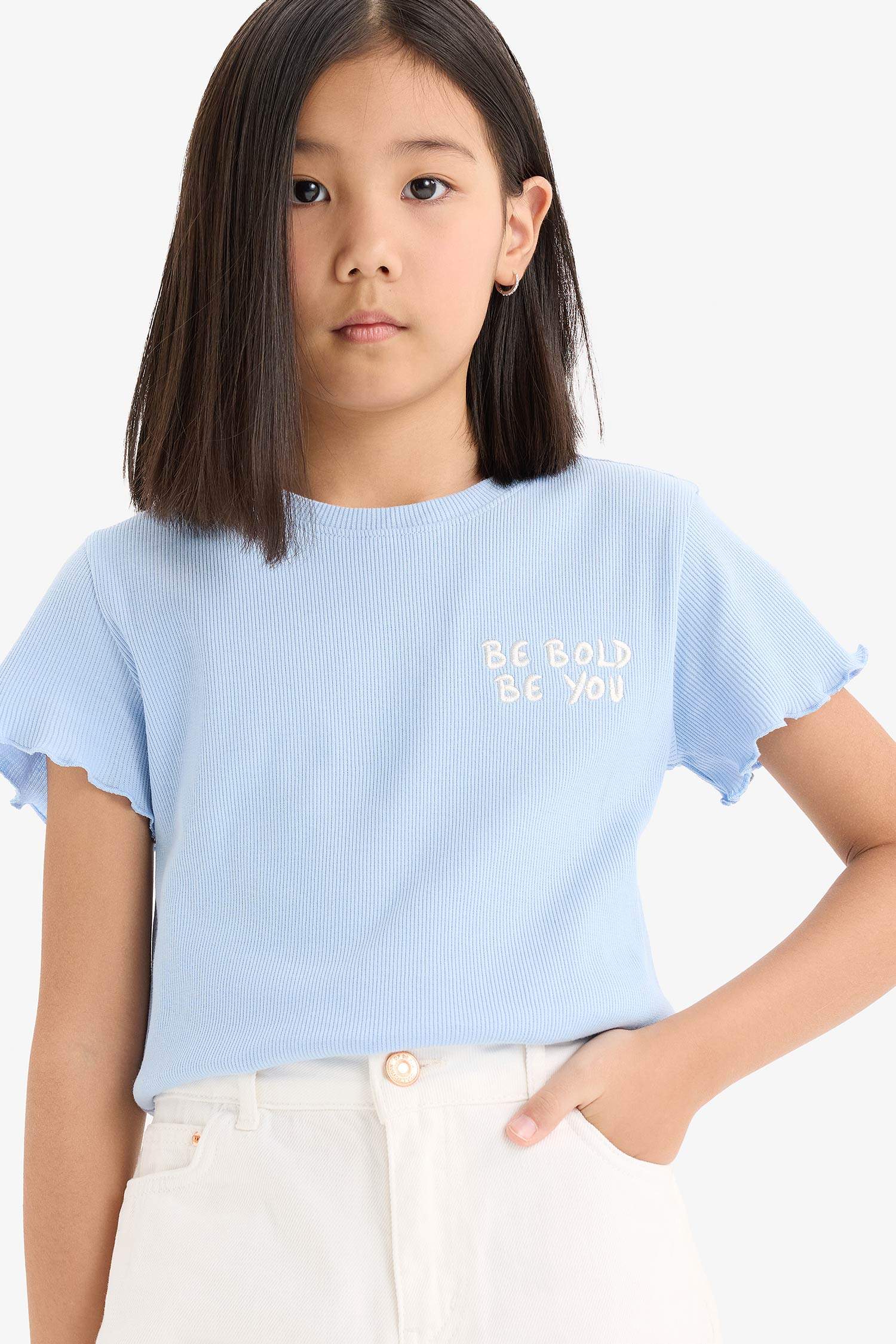 Қыздарға дөңгелек жаға слоган қысқа жеңді Қысқа жеңді футболка