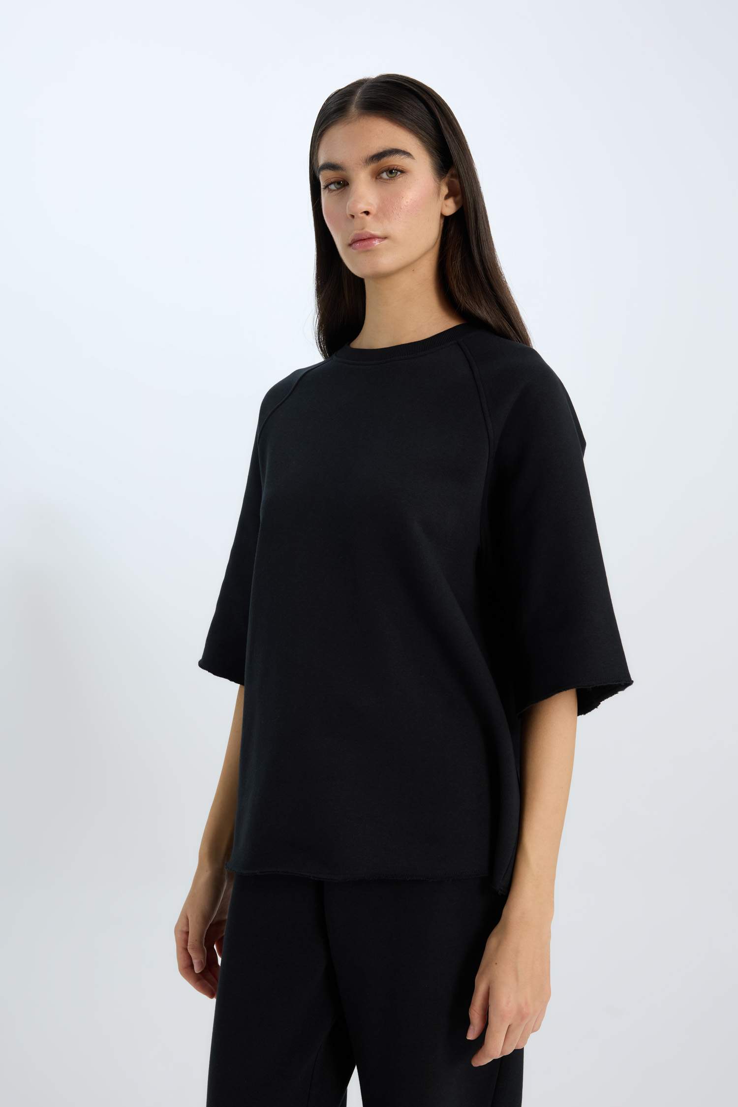 үлкен пішім дөңгелек жаға Свитер