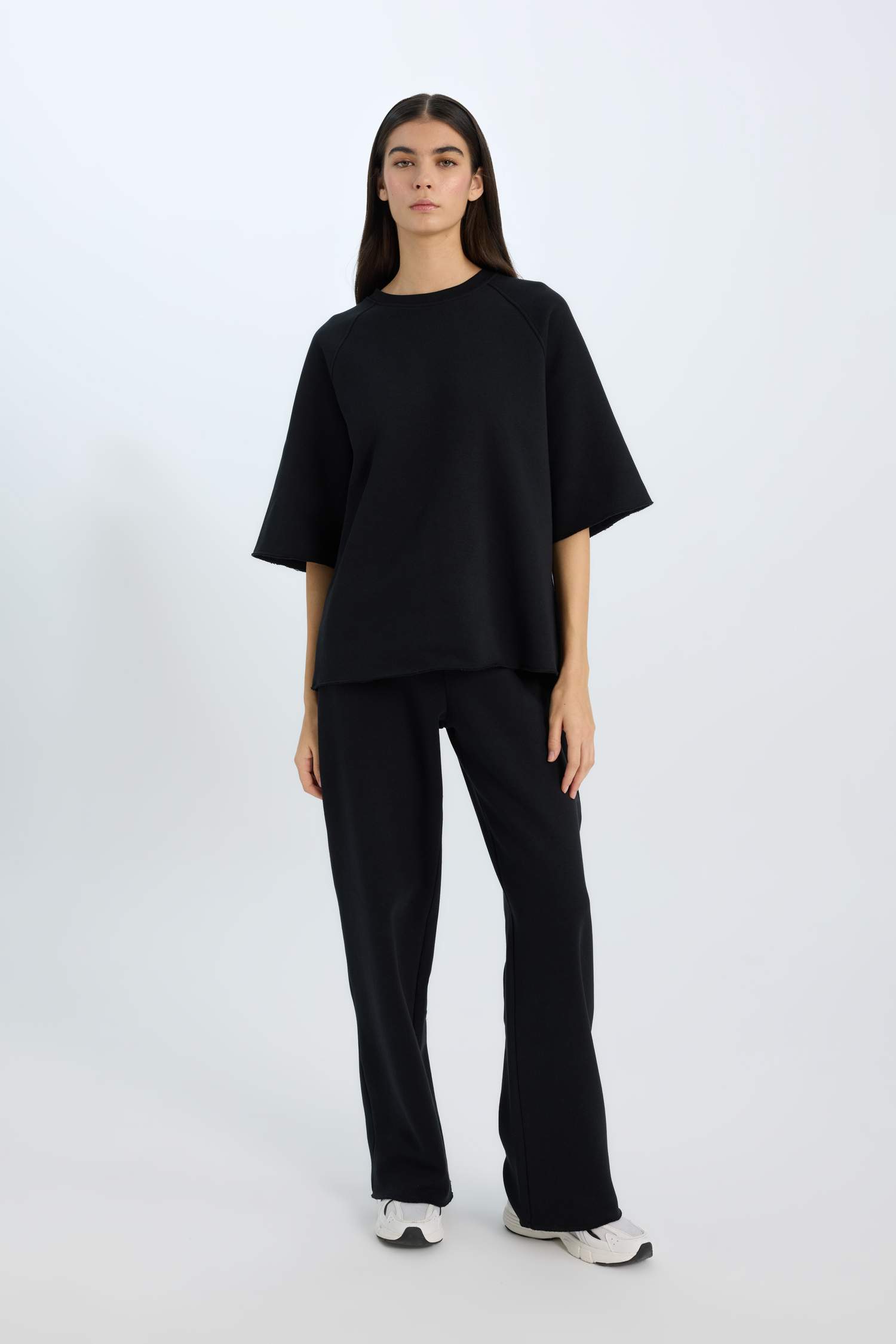 үлкен пішім дөңгелек жаға Свитер