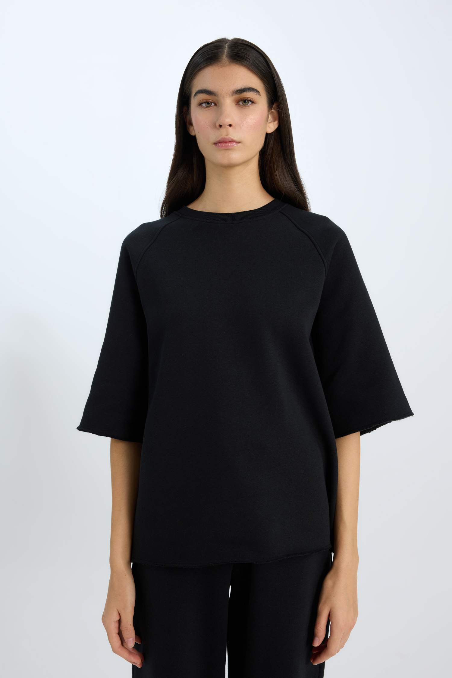 үлкен пішім дөңгелек жаға Свитер