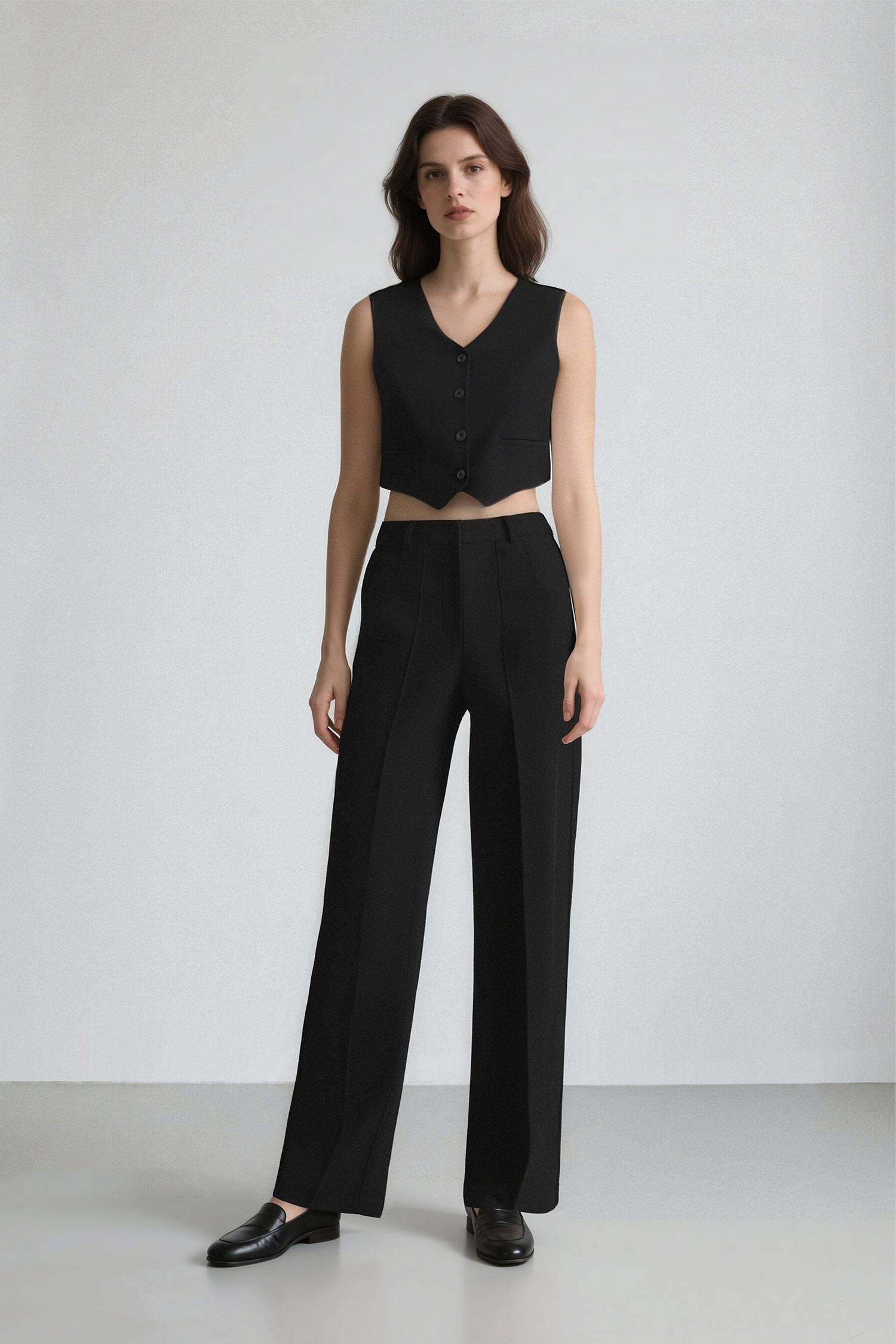 Palazzo High Waist Crepe Fabric Classic Trousers