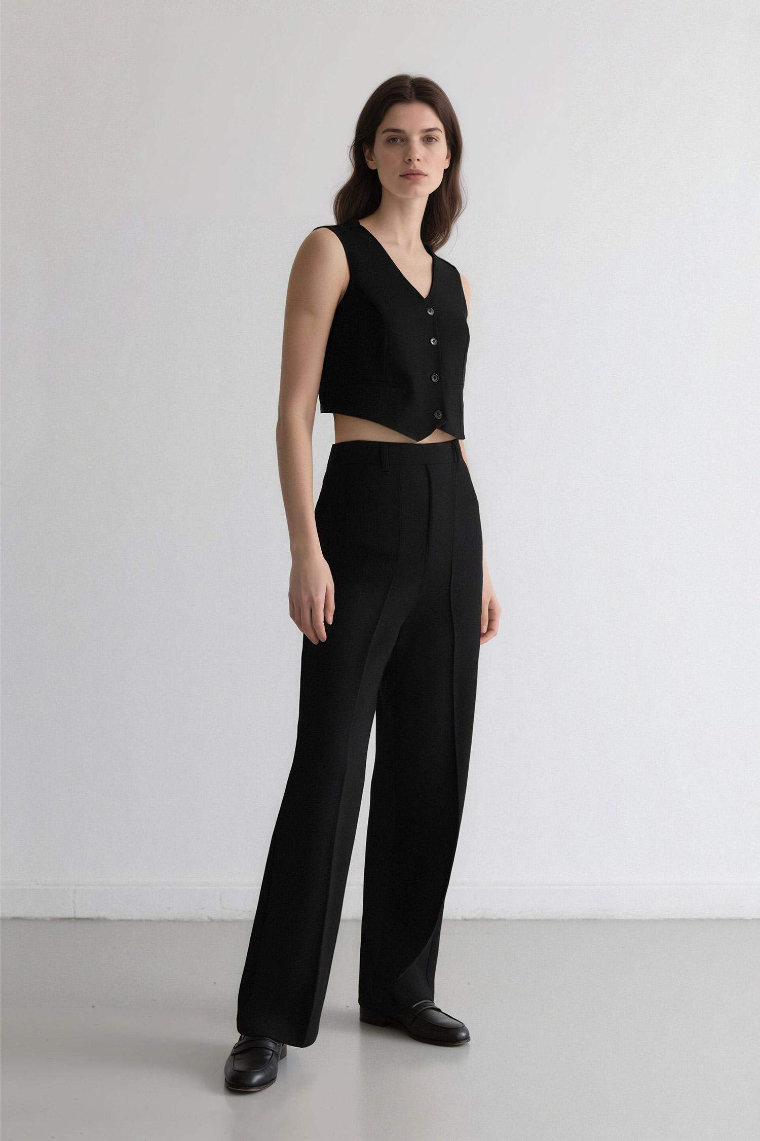 Palazzo High Waist Crepe Fabric Classic Trousers