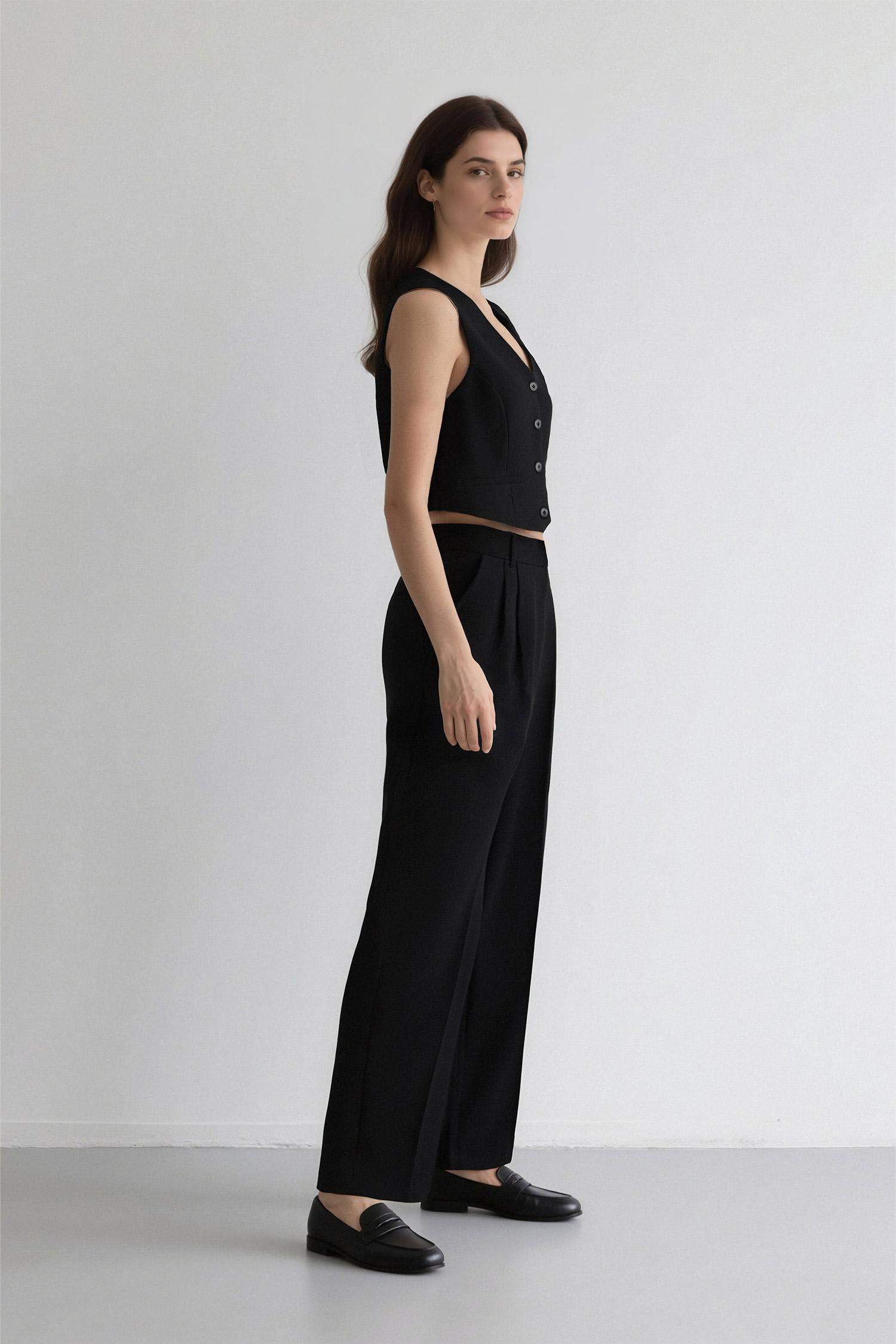 Palazzo High Waist Crepe Fabric Classic Trousers