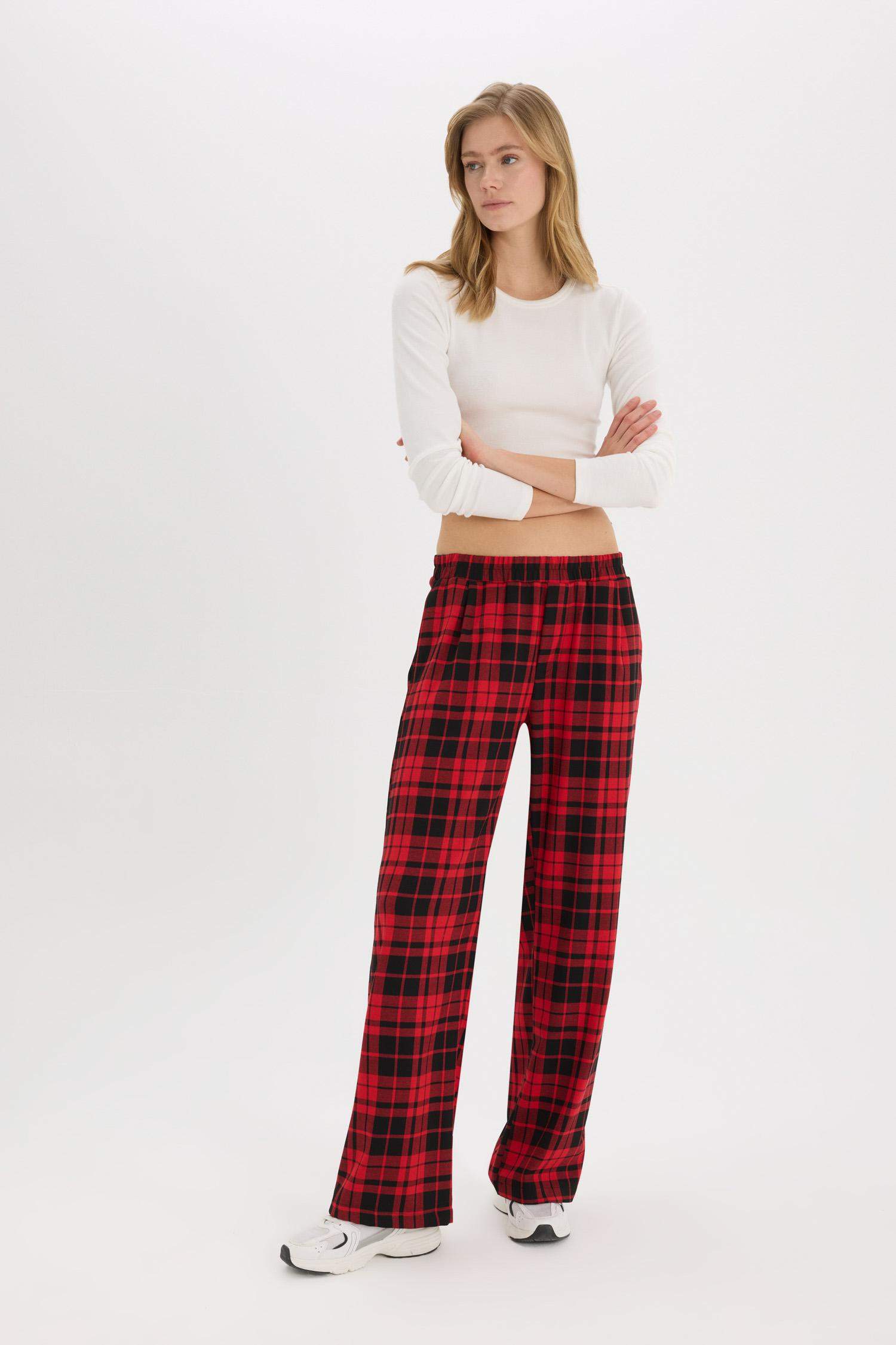 Coool прямой крой в клетку с эластичной талией и карманами