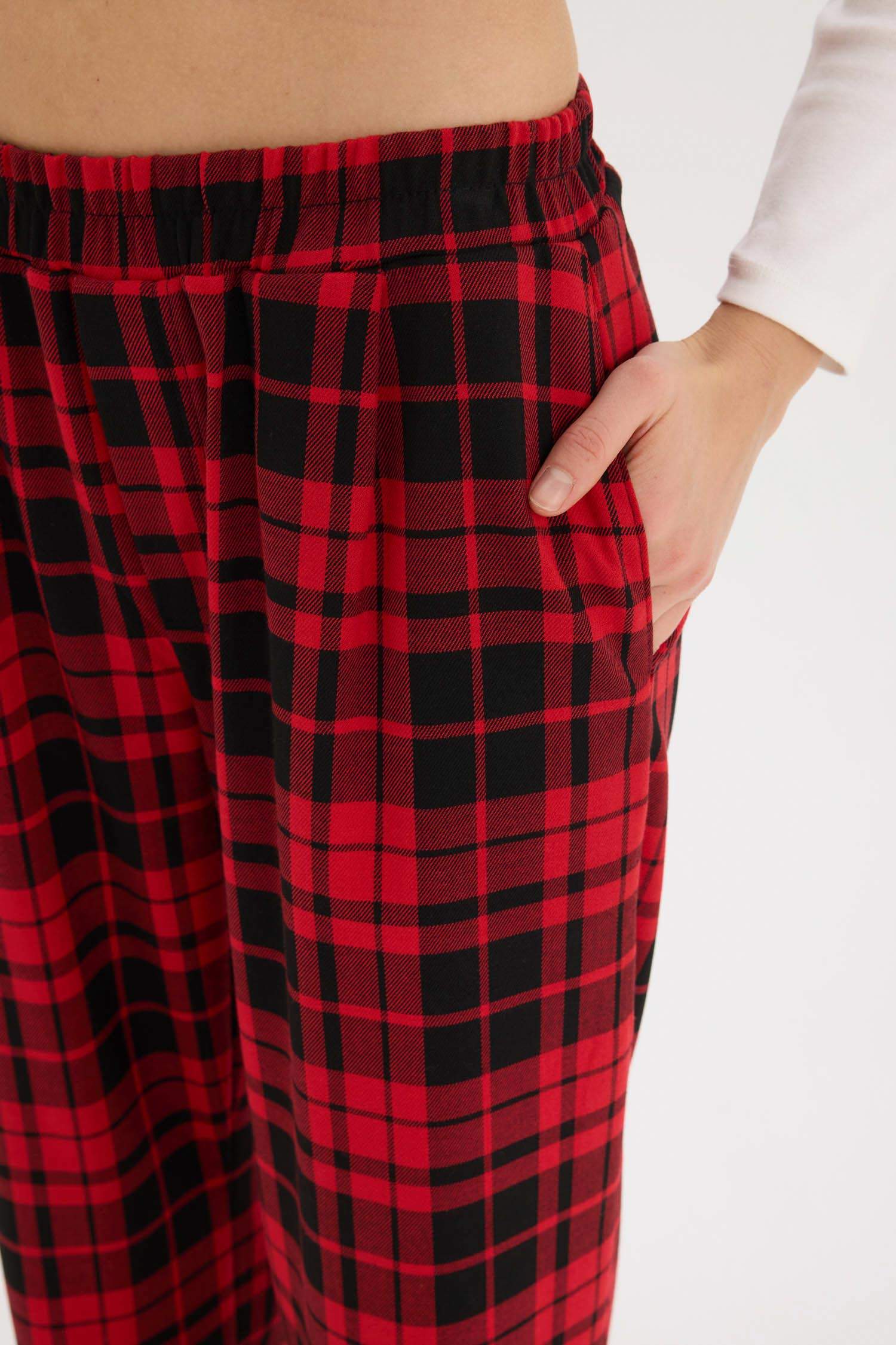 Coool прямой крой в клетку с эластичной талией и карманами