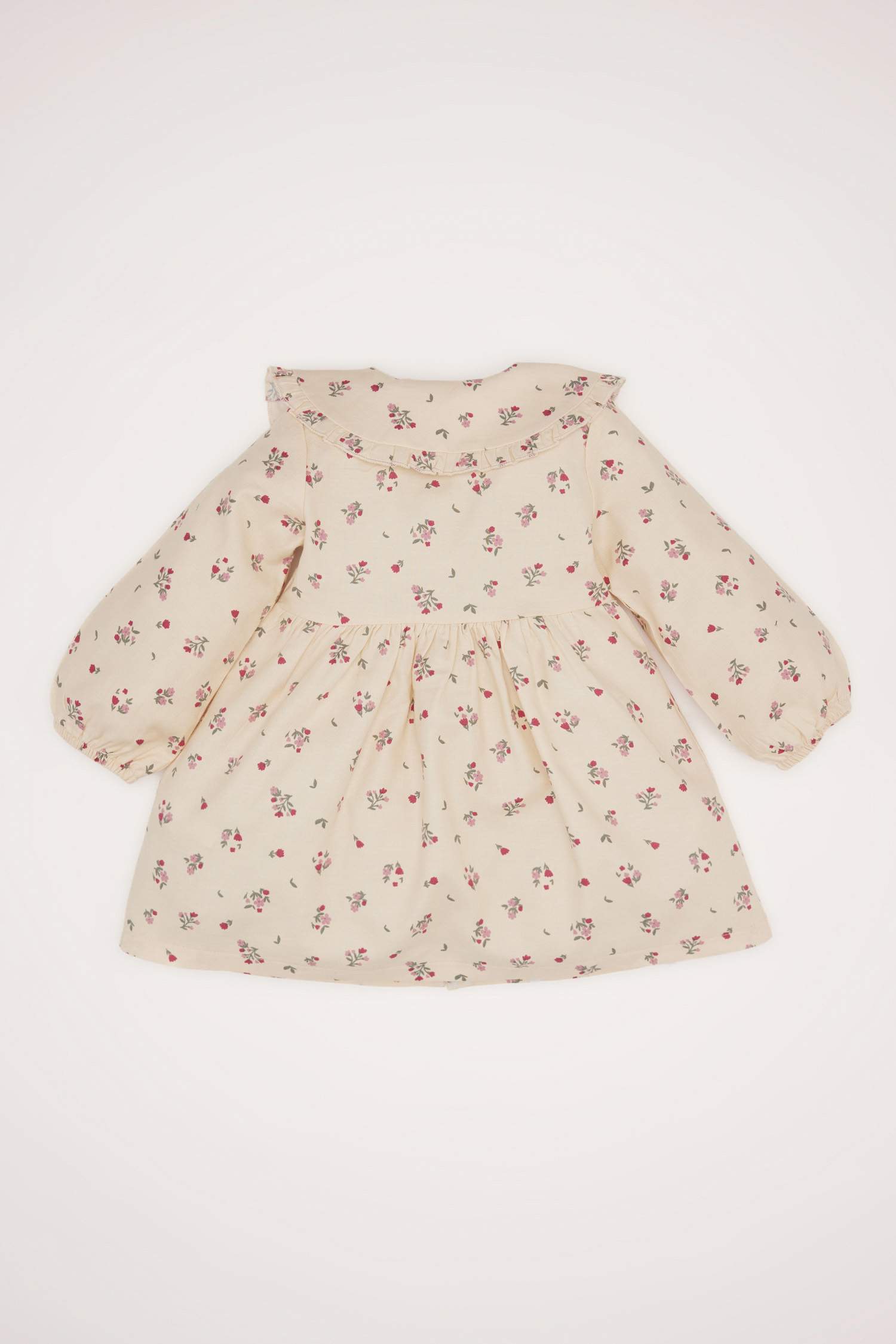 فستان بيبي بناتي فلورال من التويل كم طويل بياقة كبيرة