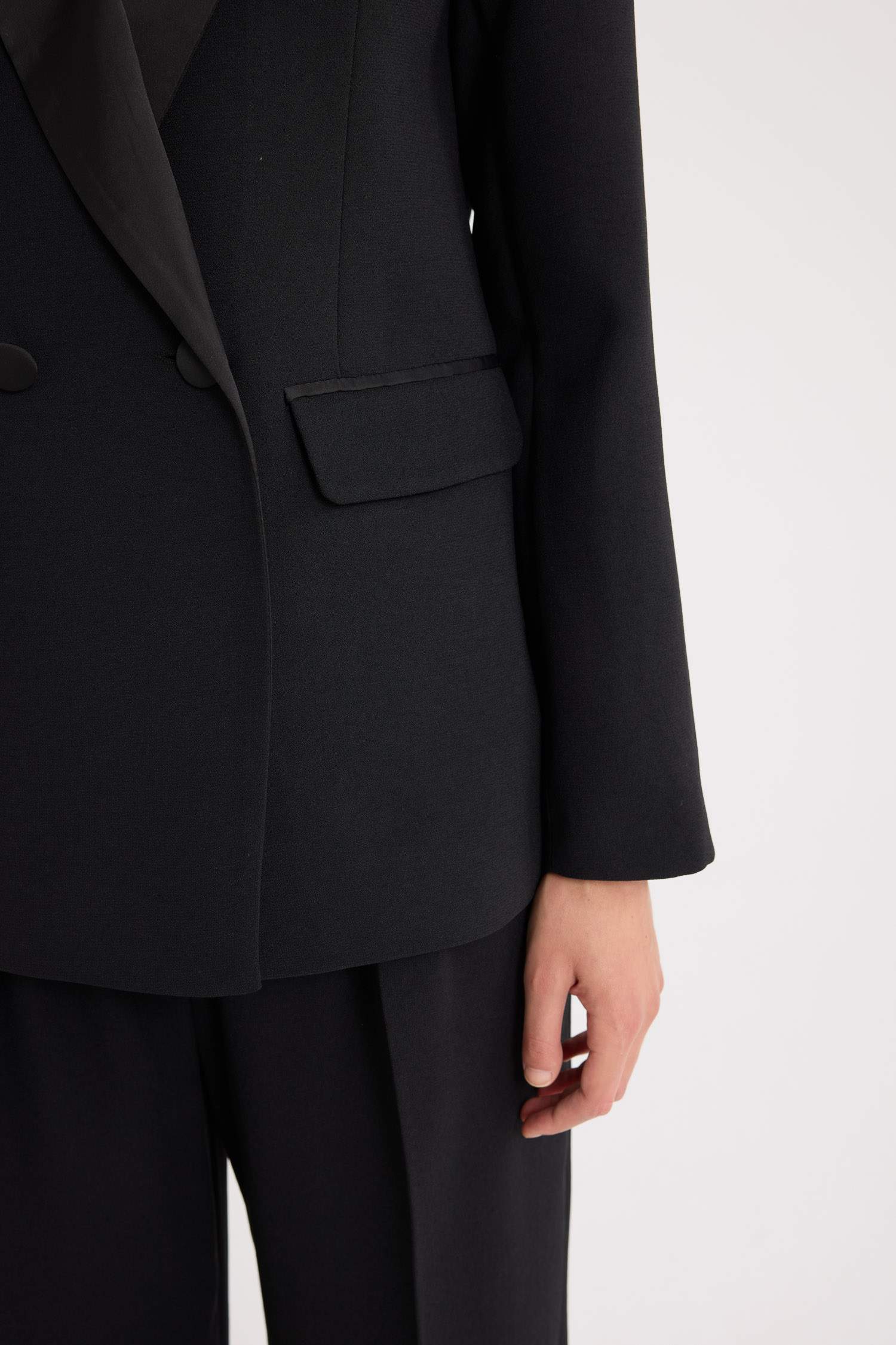 Regular Fit Ceket Yaka Krep Blazer Ceket