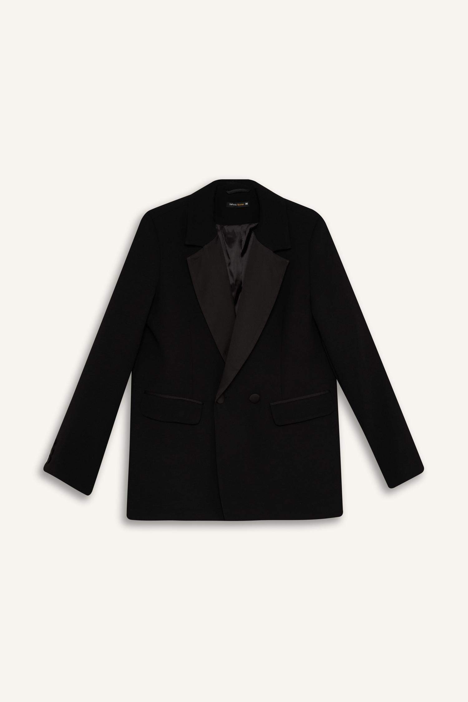 Regular Fit Ceket Yaka Krep Blazer Ceket