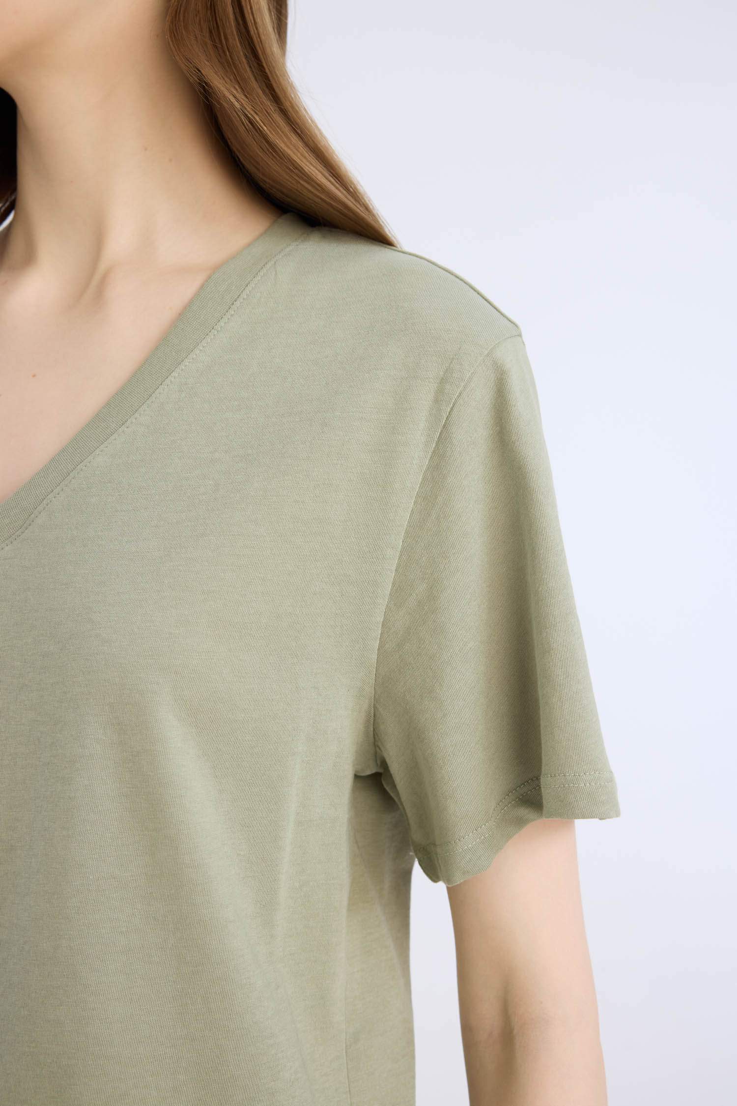 Regular Fit V Yaka Basic Düz Kısa Kollu Tişört