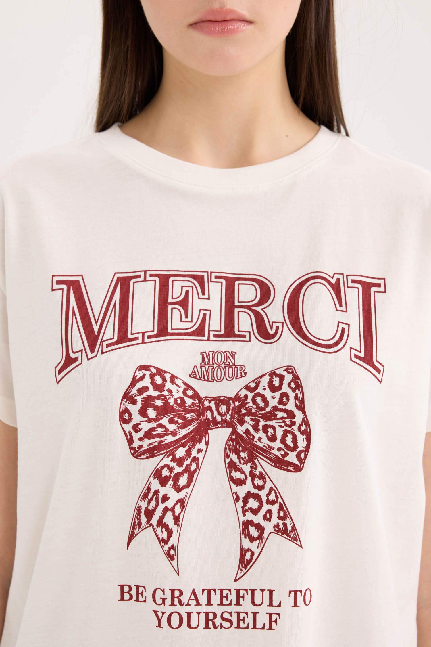 Regular Fit Bisiklet Yaka Baskılı Kısa Kollu Tişört