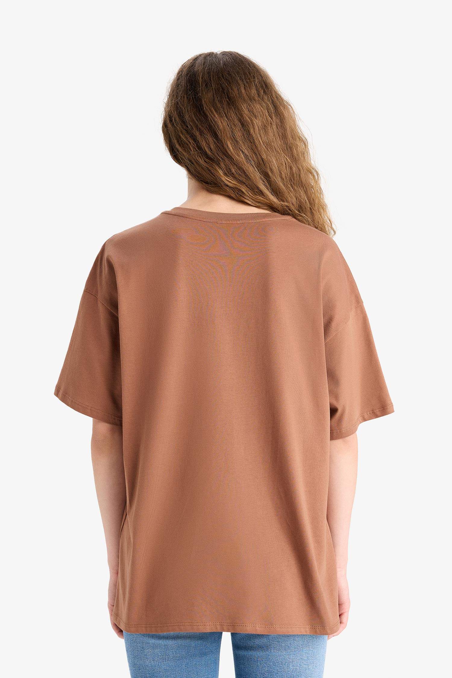 T-shirt oversize imprimé à col rond et manches courtes