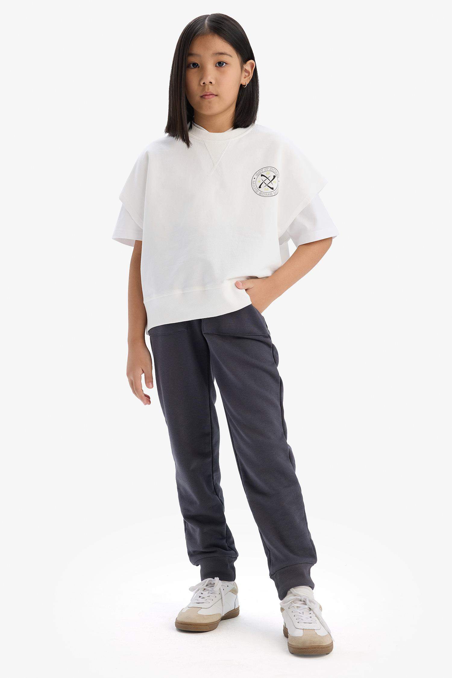 Kız Çocuk  Beli Lastikli Jogger Eşofman Altı