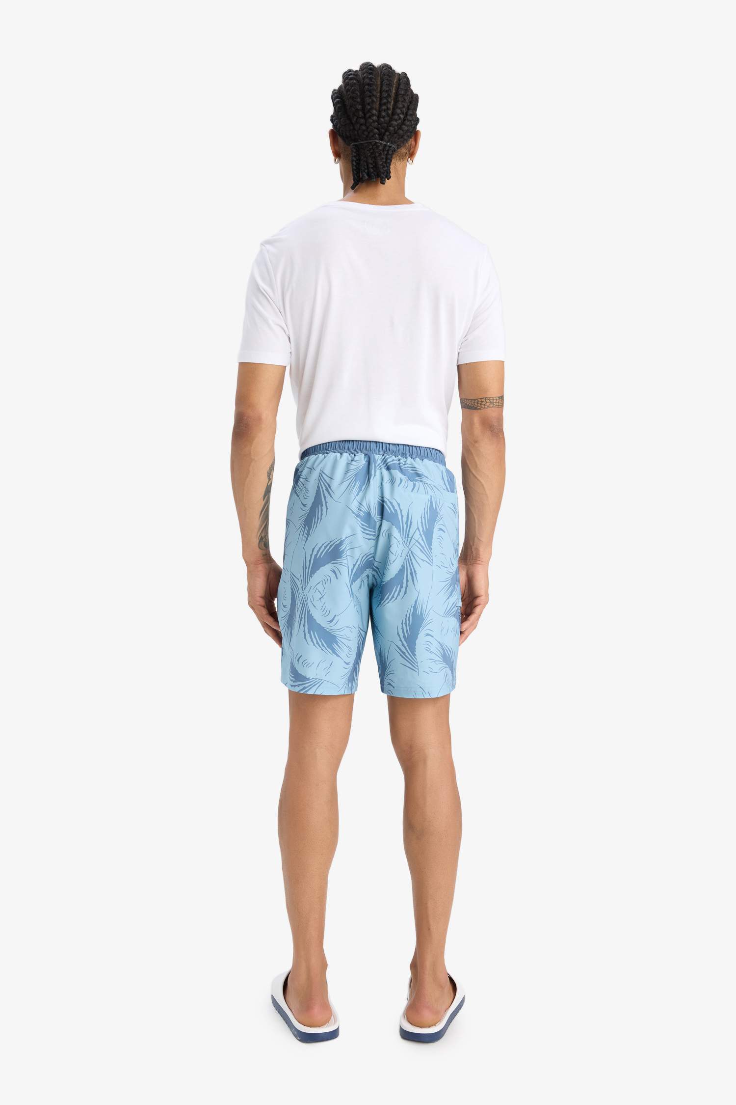 DeFactoFit Regular Fit Desenli Esnek Dokulu Deniz Şortu