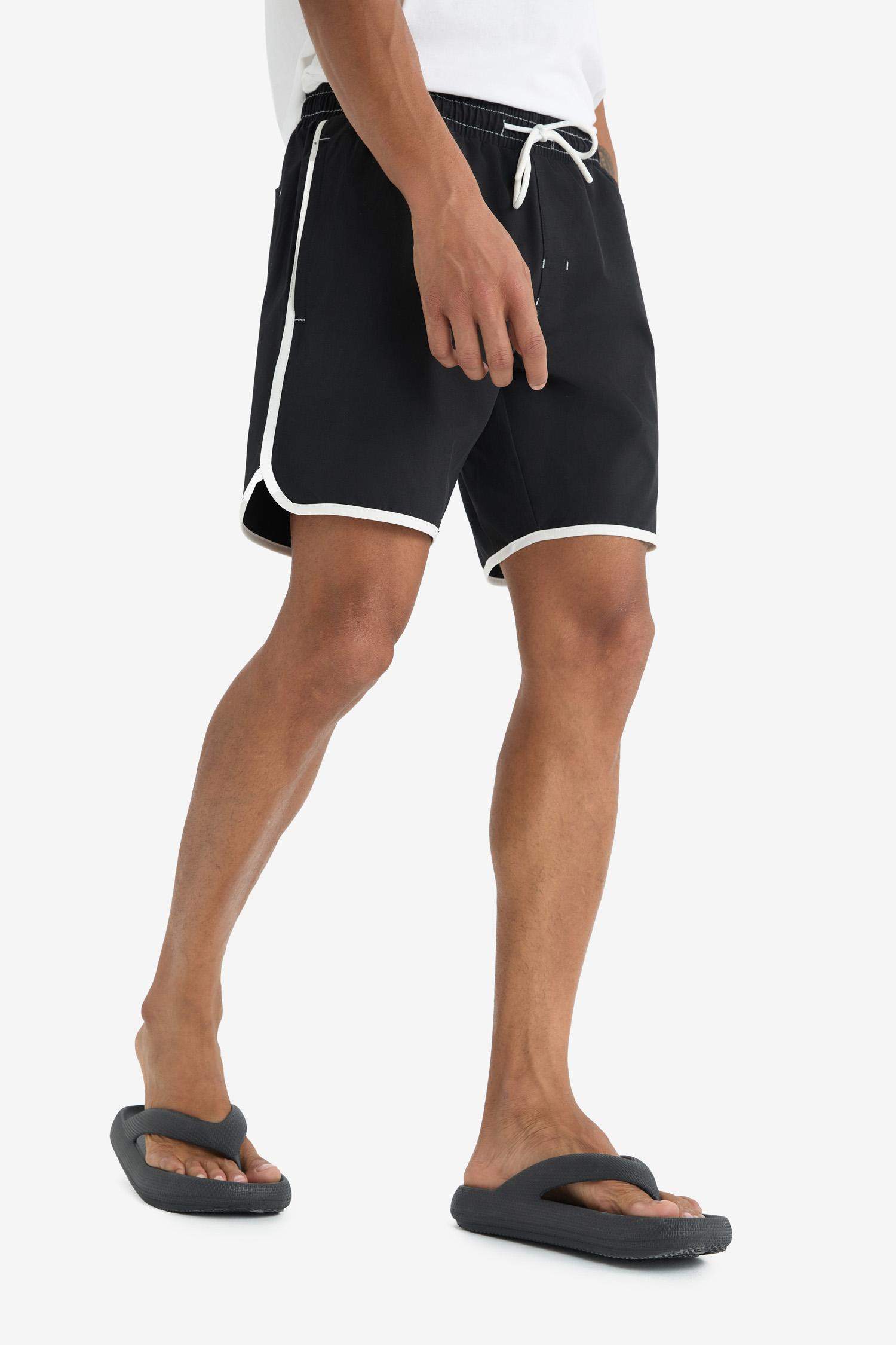 DeFactoFit Regular Fit Esnek Dokulu Kısa Boy Deniz Şortu