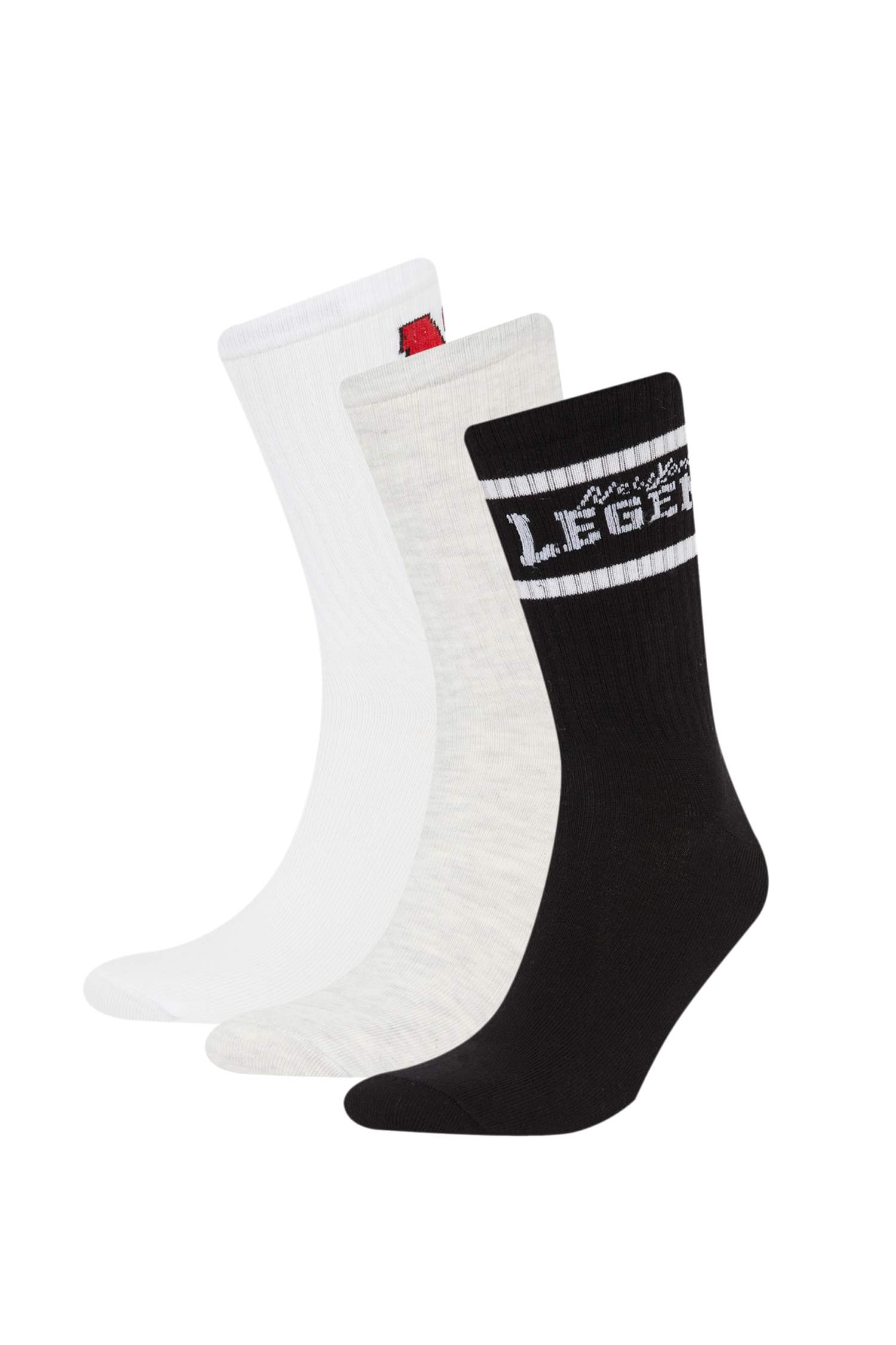 Erkek Rahat Lastikli 3'lü Pamuklu Uzun Çorap